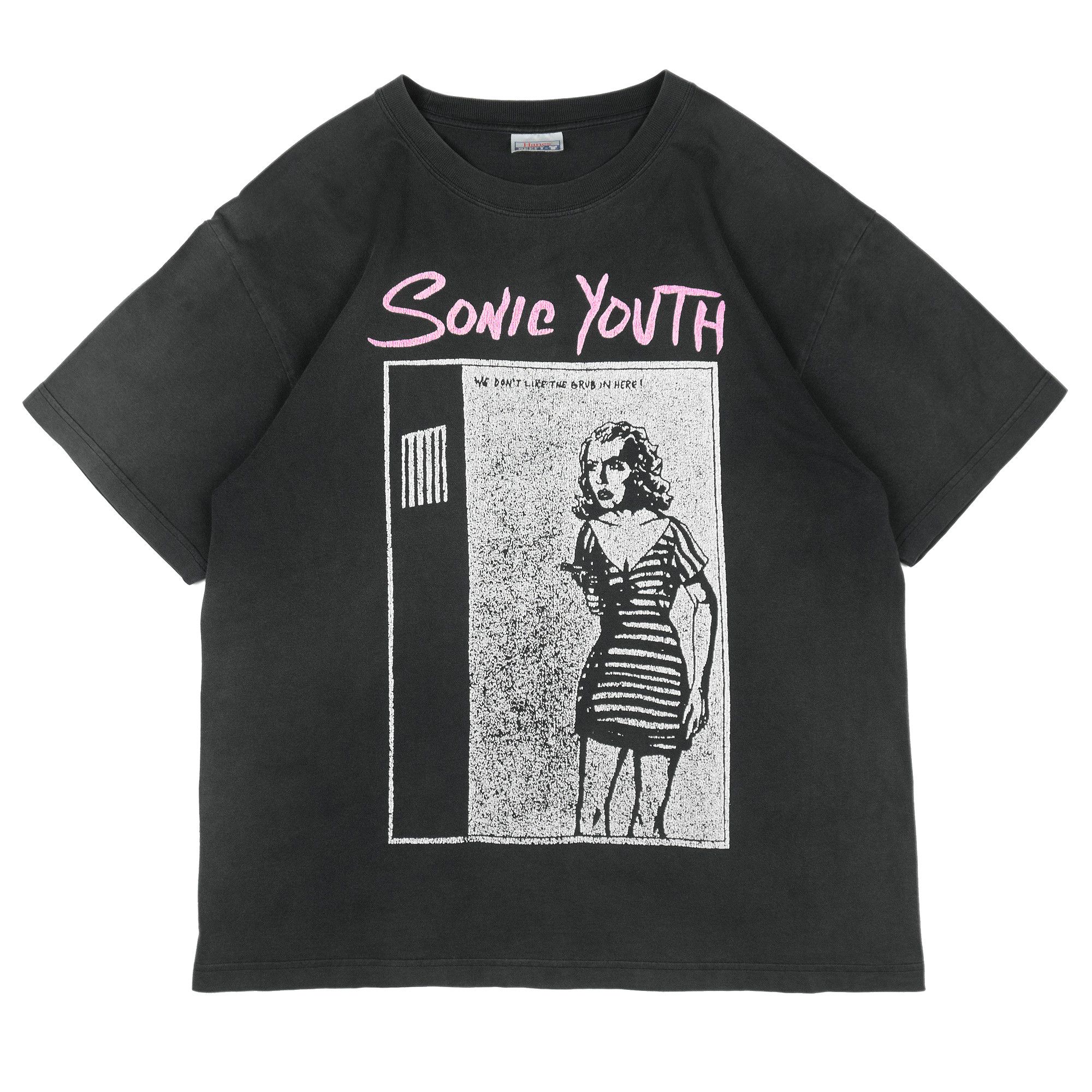 image of Sonic Youth Raymond Pettibon 90's Vintage T-Shirt in Faded Black, Men's (Size Large)