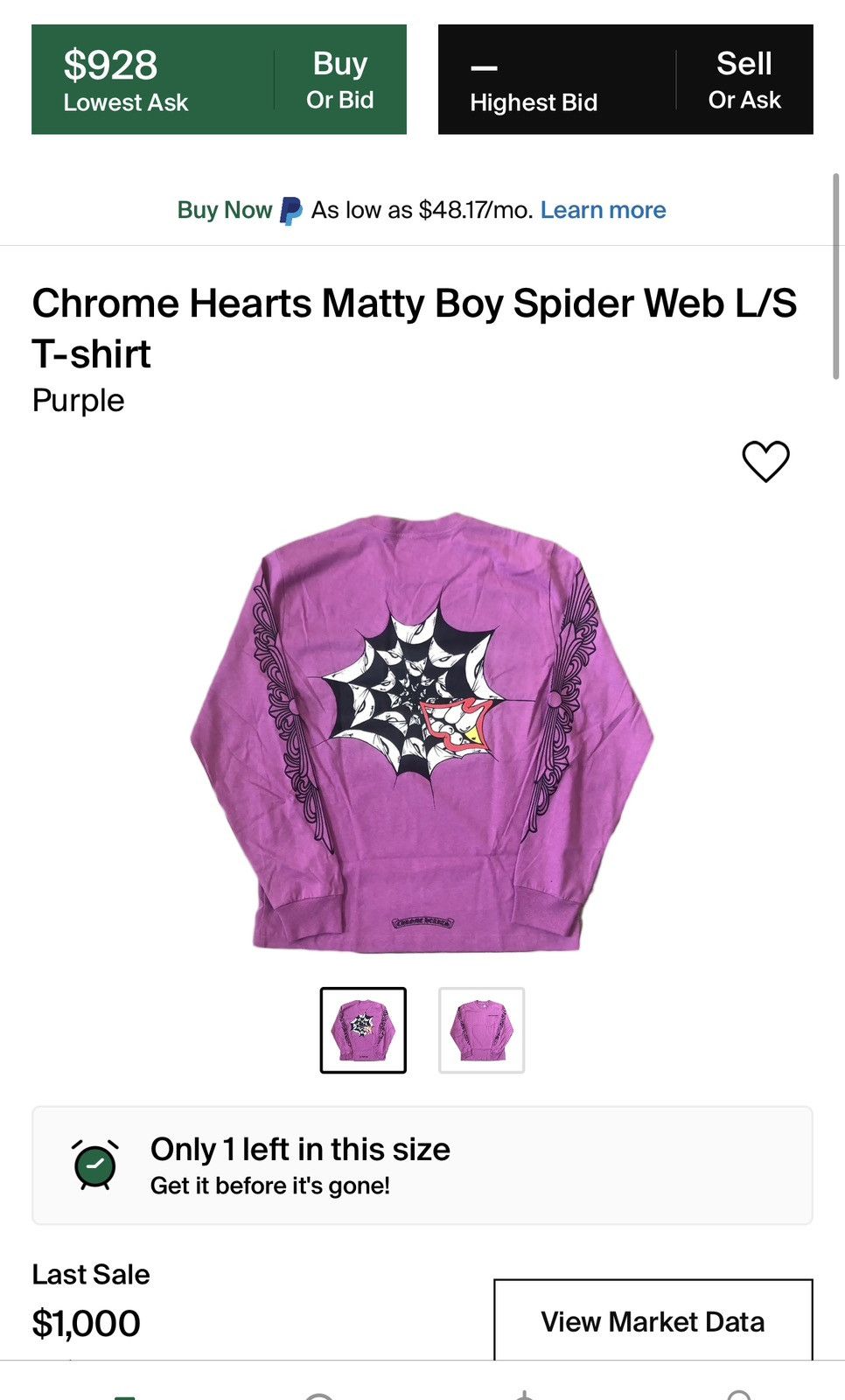 限定コラボ【Chrome Hearts × Matty Boy】spider long sleeve Chrome Hearts Matty Boy Spider Web L/S T-shirt - POIZON