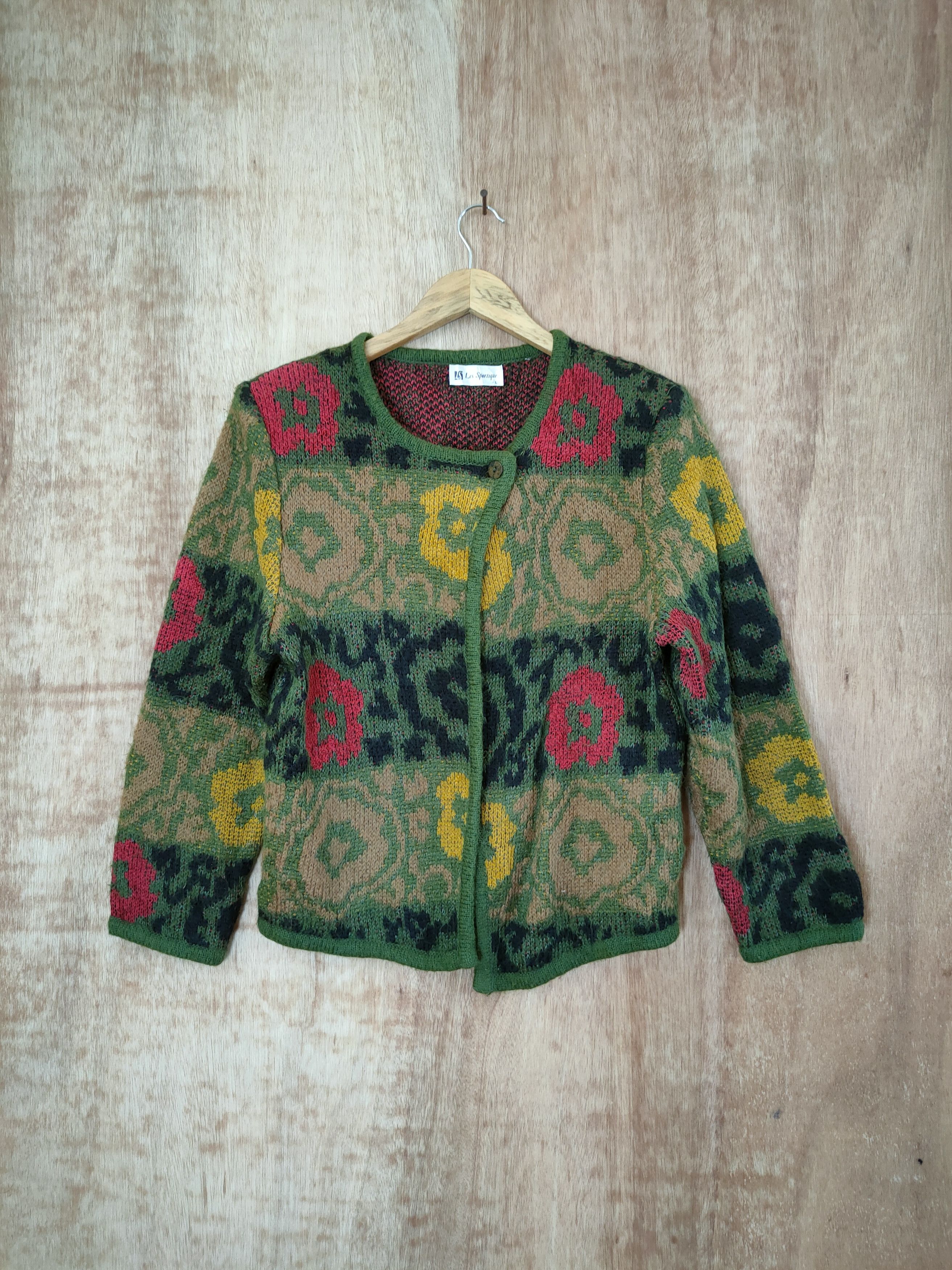 Vintage Les Sportique art flower japan cardigan knitwear #46-674 Size M / US 6-8 / IT 42-44 - 1 Thumbnail