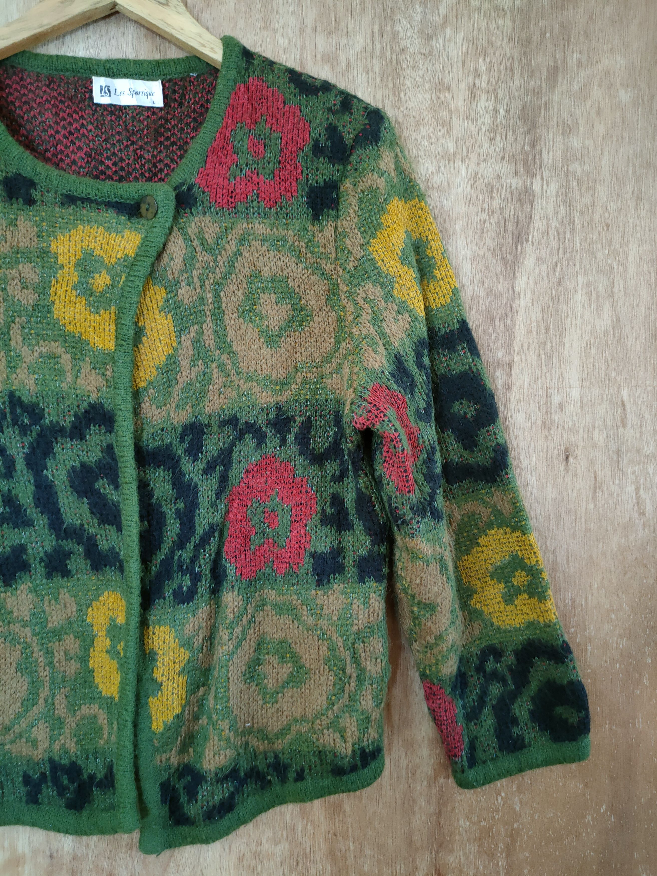 Vintage Les Sportique art flower japan cardigan knitwear #46-674 Size M / US 6-8 / IT 42-44 - 3 Thumbnail
