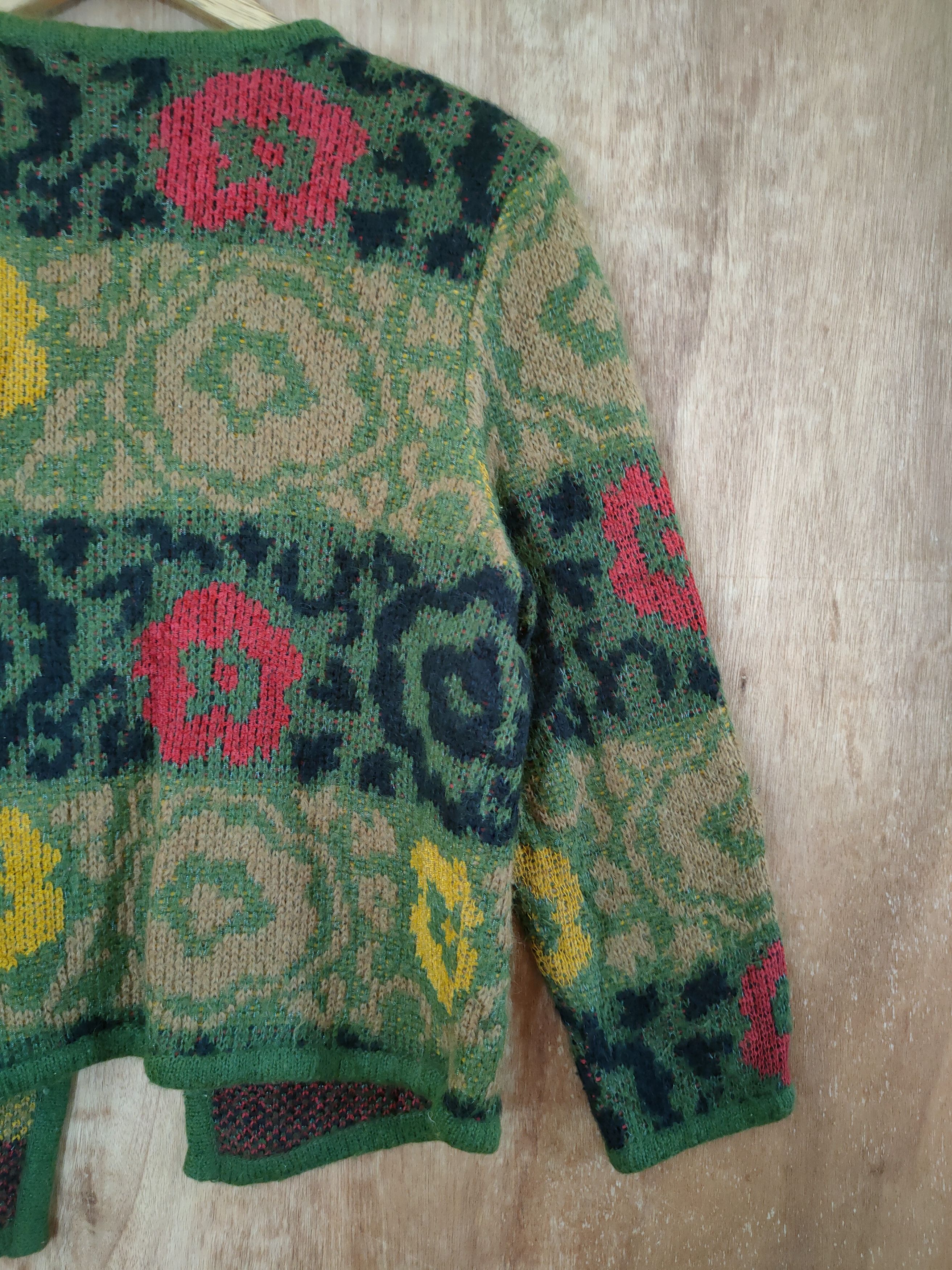 Vintage Les Sportique art flower japan cardigan knitwear #46-674 Size M / US 6-8 / IT 42-44 - 11 Thumbnail