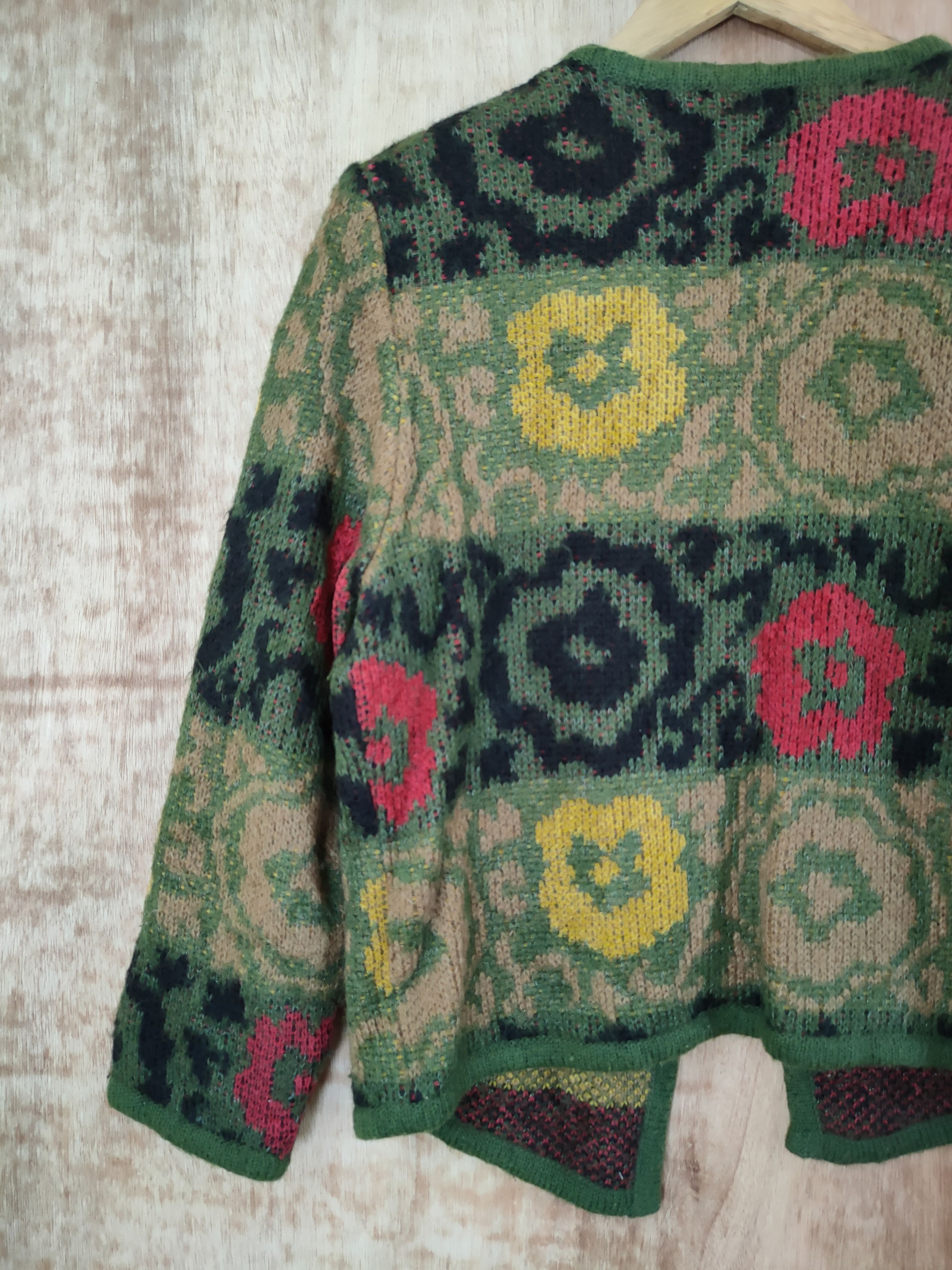 Vintage Les Sportique art flower japan cardigan knitwear #46-674 Size M / US 6-8 / IT 42-44 - 10 Thumbnail
