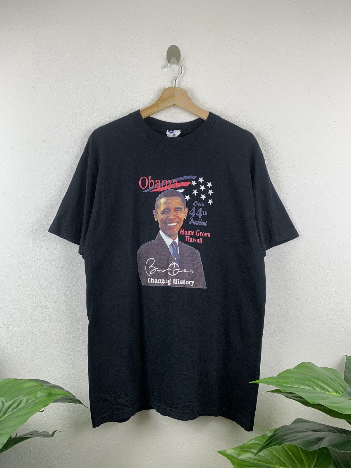 image of Vintage President Obama Changing History Shirt in Black, Men's (Size Large)