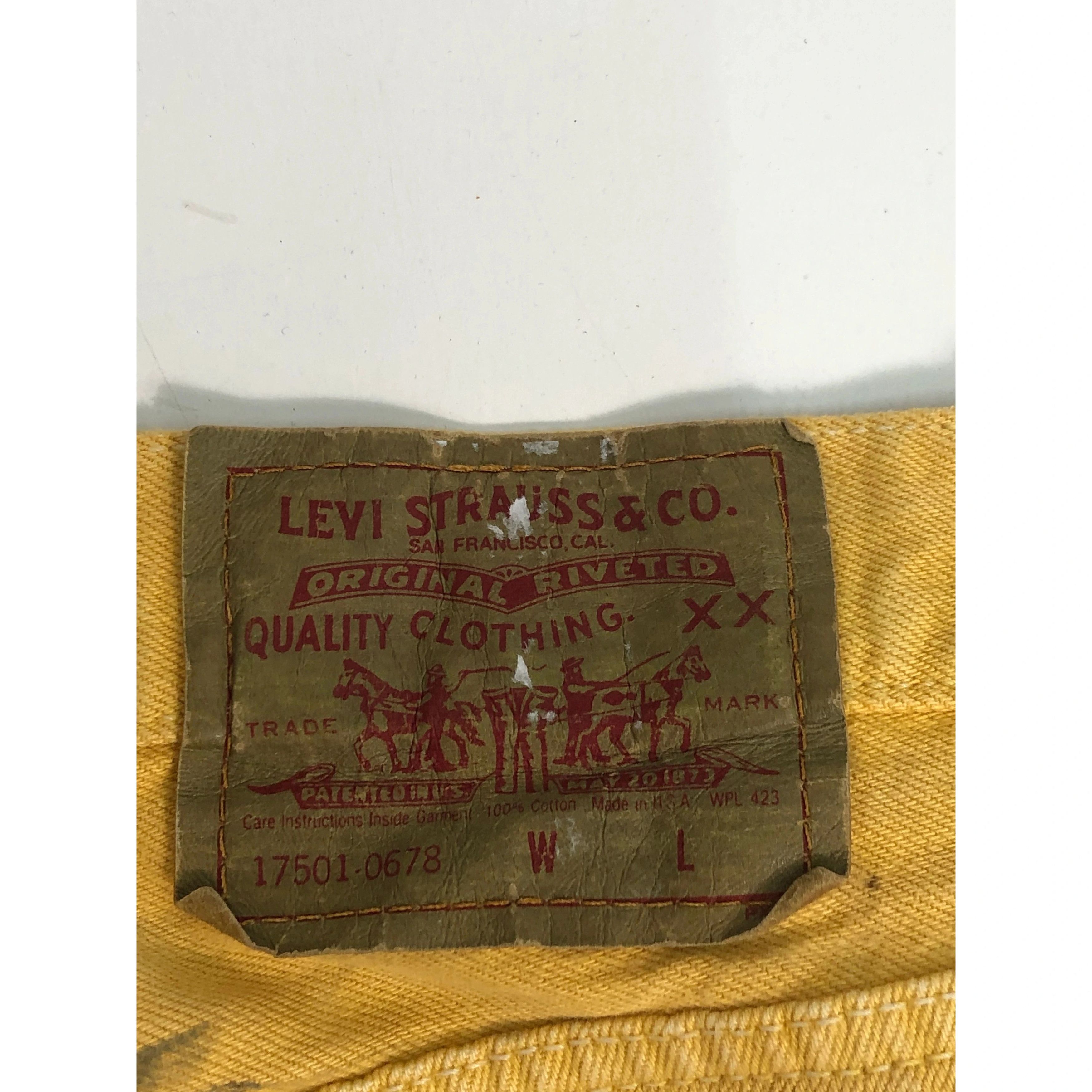 Levi's Vintage 90s Levis 501 Yellow Denim Pant DP0097 Size US 27 - 5 Thumbnail