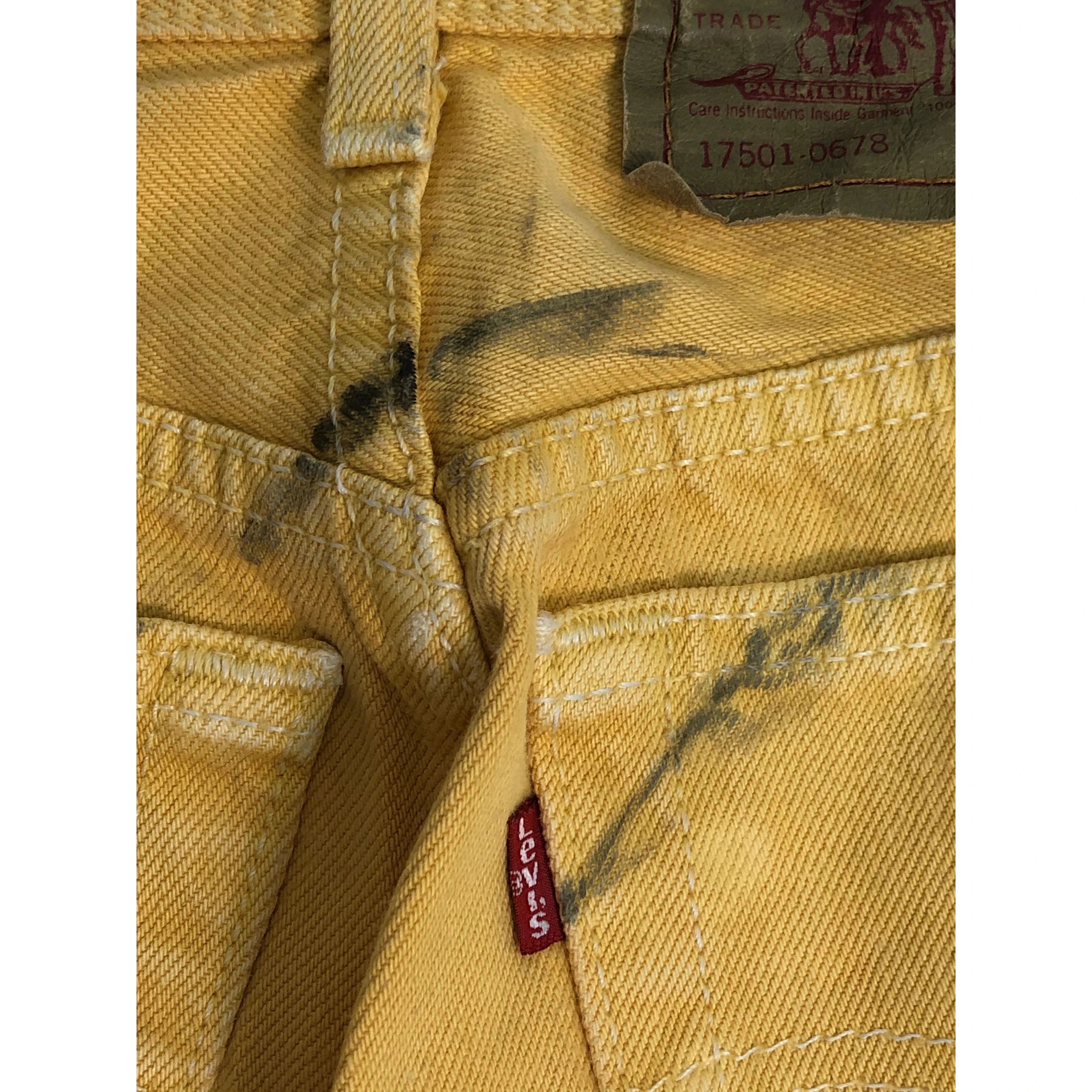 Levi's Vintage 90s Levis 501 Yellow Denim Pant DP0097 Size US 27 - 7 Thumbnail