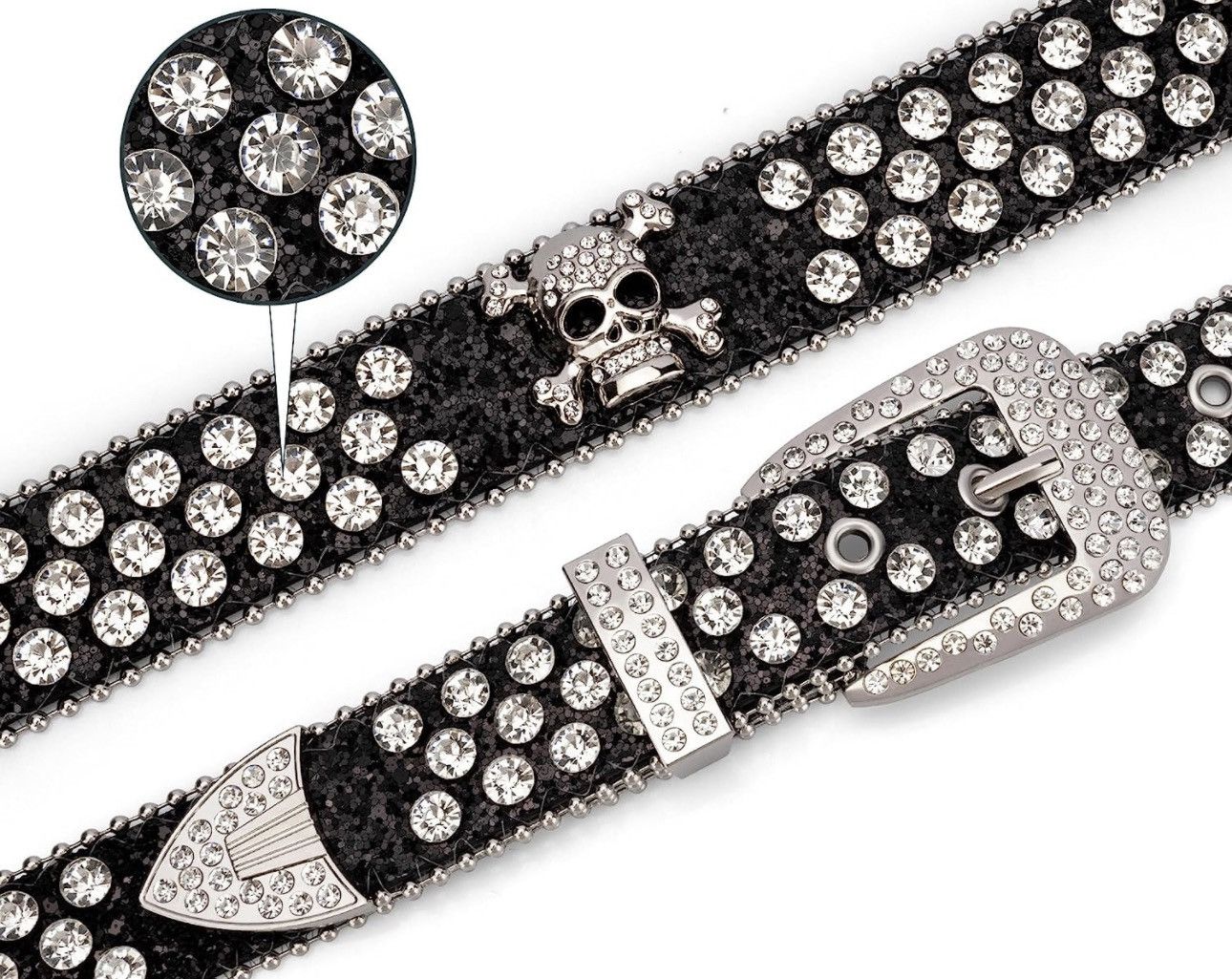 Japanese Brand × Vintage Vintage like custom Belt Chrome Y2k Crystals with skull Size ONE SIZE - 3 Thumbnail