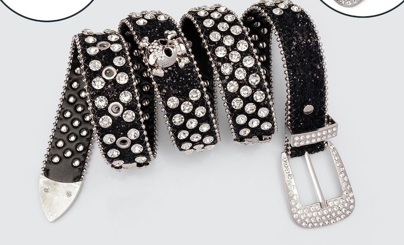 Japanese Brand × Vintage Vintage like custom Belt Chrome Y2k Crystals with skull Size ONE SIZE - 2 Thumbnail