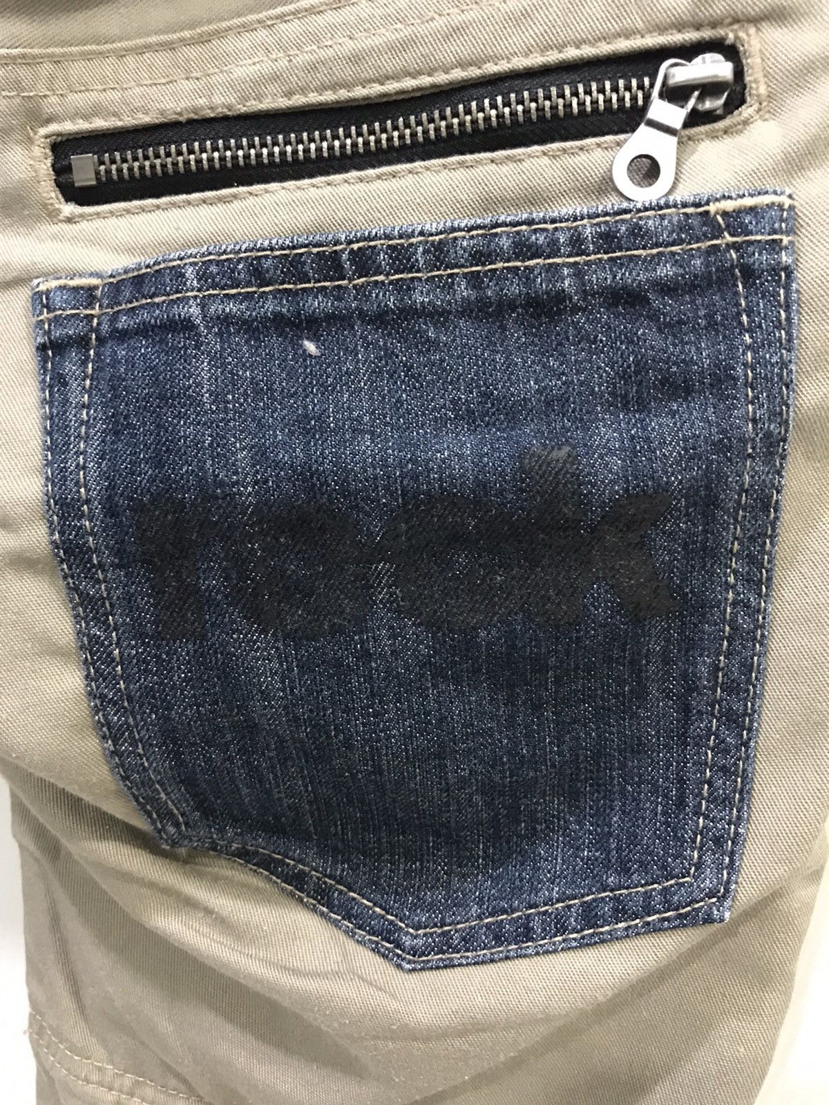 Japanese Brand PPFM Japan Double Waist Hybrid DenimxKhakis Punk Rock Pant Size US 31 - 12 Thumbnail