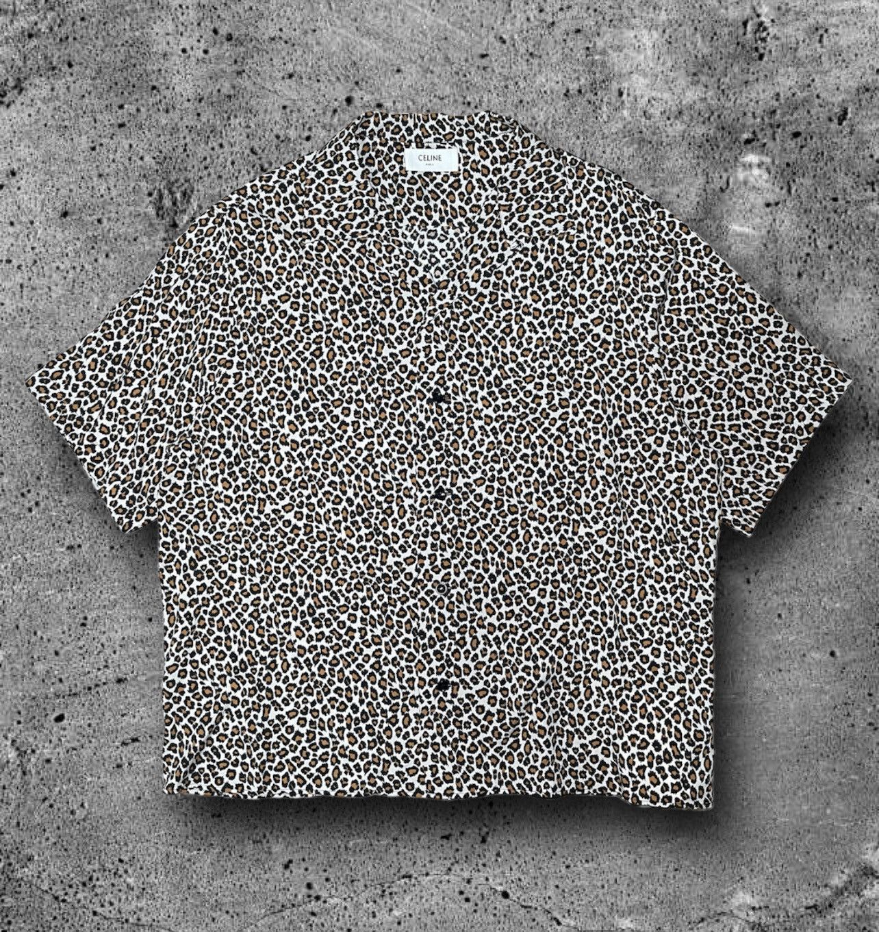 image of Celine By Hedi Slimane “Fw19 Baby Cat Print Hawaiian Shirt” in Leopard Print, Men's (Size Large)