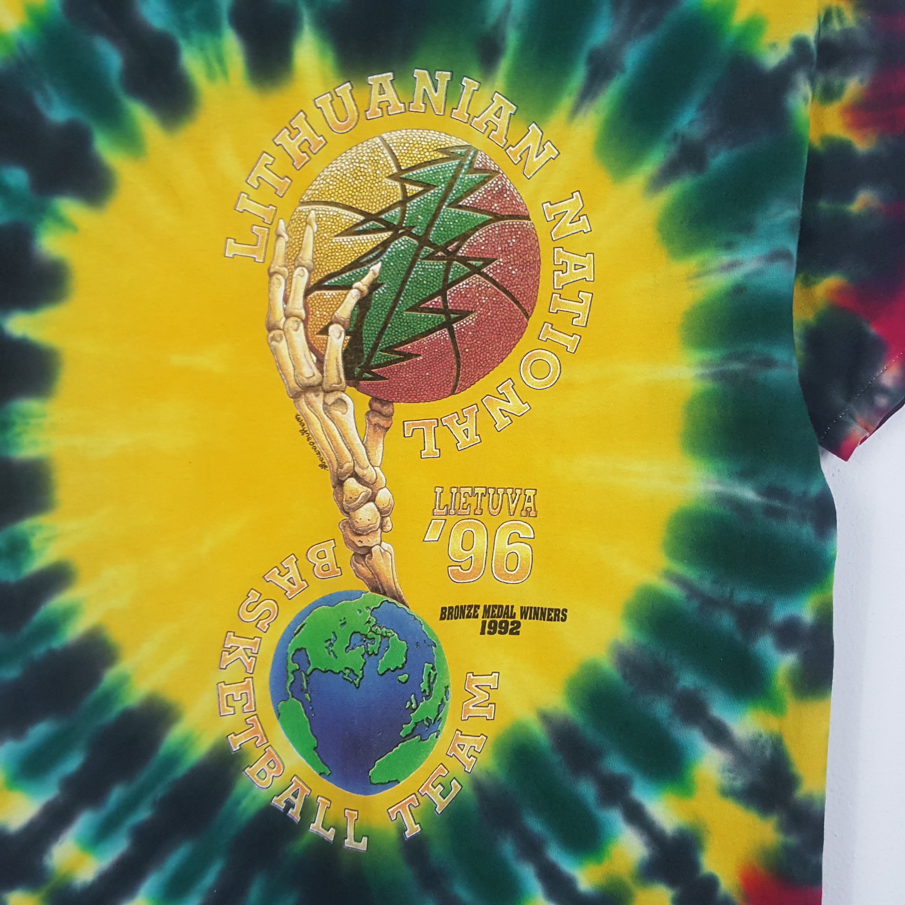 Grateful Dead × Vintage Vintage 90's Grateful Dead X Lithuania Skull Design T-shirt Size US L / EU 52-54 / 3 - 2 Thumbnail