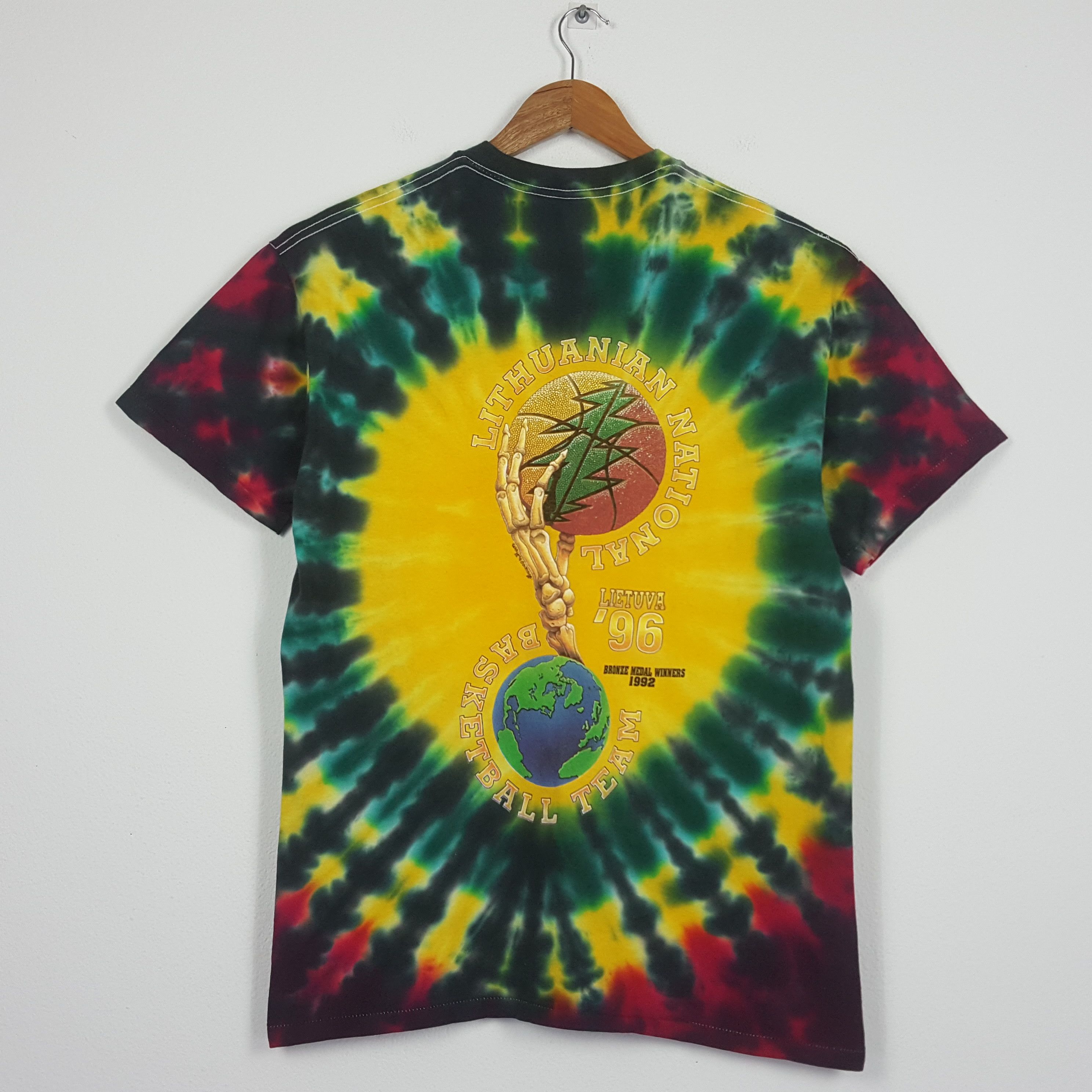 Grateful Dead × Vintage Vintage 90's Grateful Dead X Lithuania Skull Design T-shirt Size US L / EU 52-54 / 3 - 3 Thumbnail