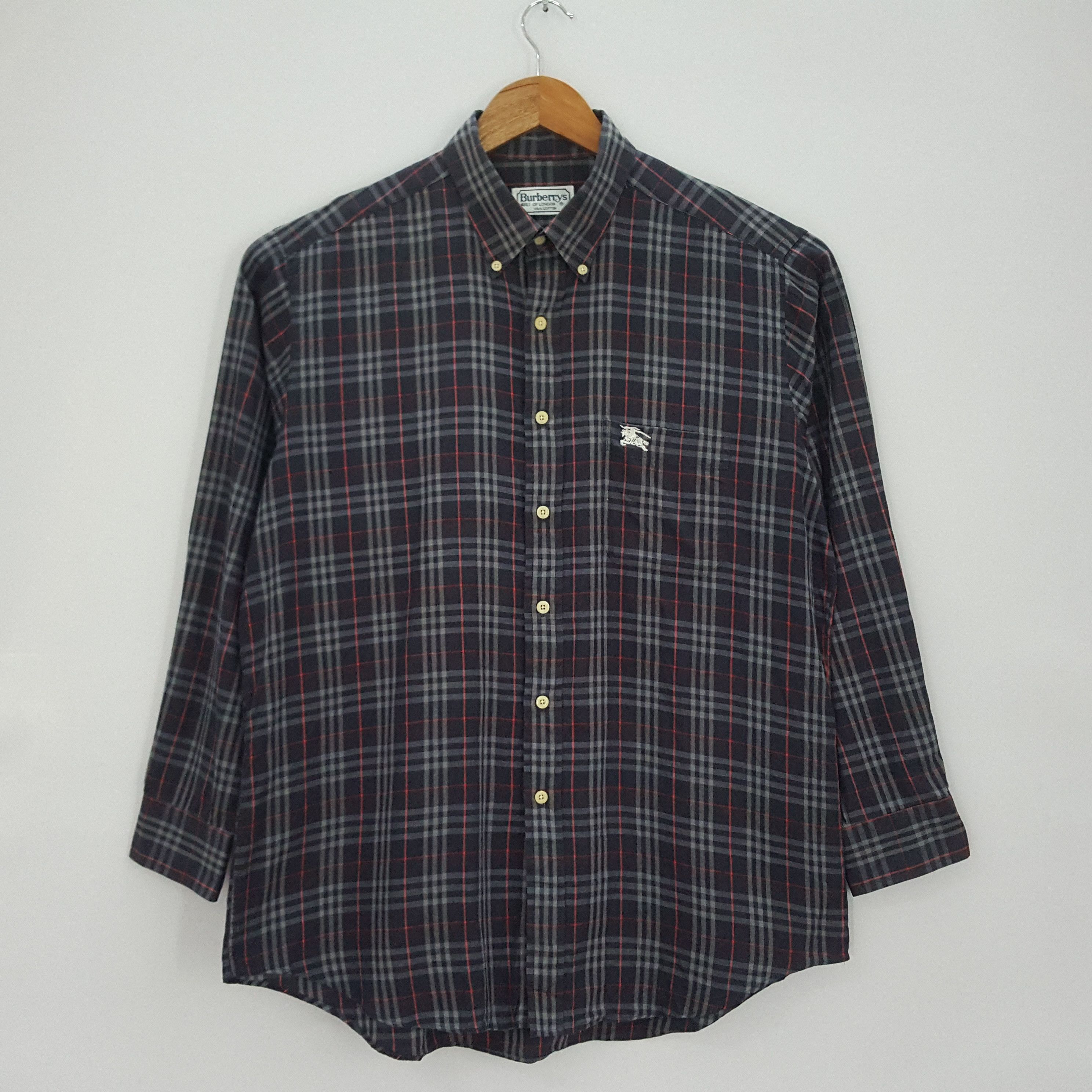 Burberry × Vintage Vintage Burberrys nova check long sleeve blue shirt Size US L / EU 52-54 / 3 - 1 Thumbnail