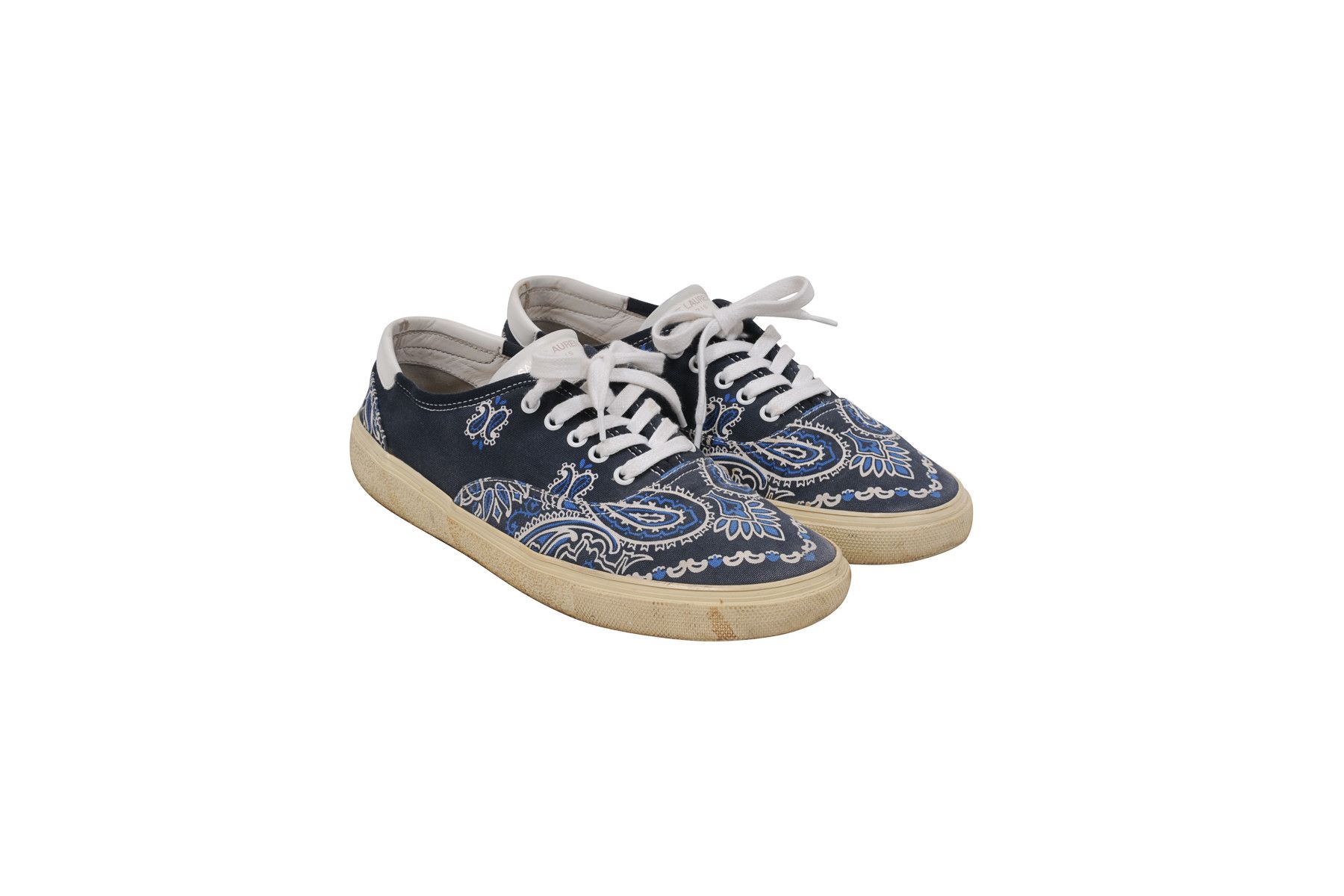 Saint Laurent Paris Canvas Blue Bandana Paisley Print Skate Sneakers - 00761 Size US 10 / EU 43 - 1 Thumbnail