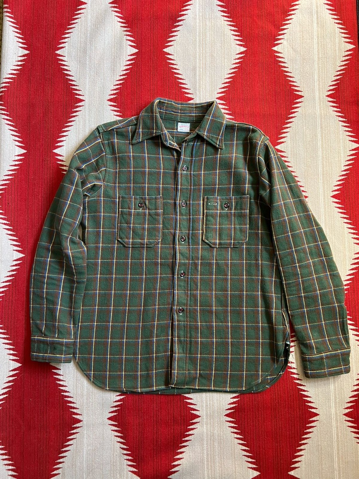 image of Warehouse 11Oz Forest Plaid Flannel in Green, Men's (Size Medium)