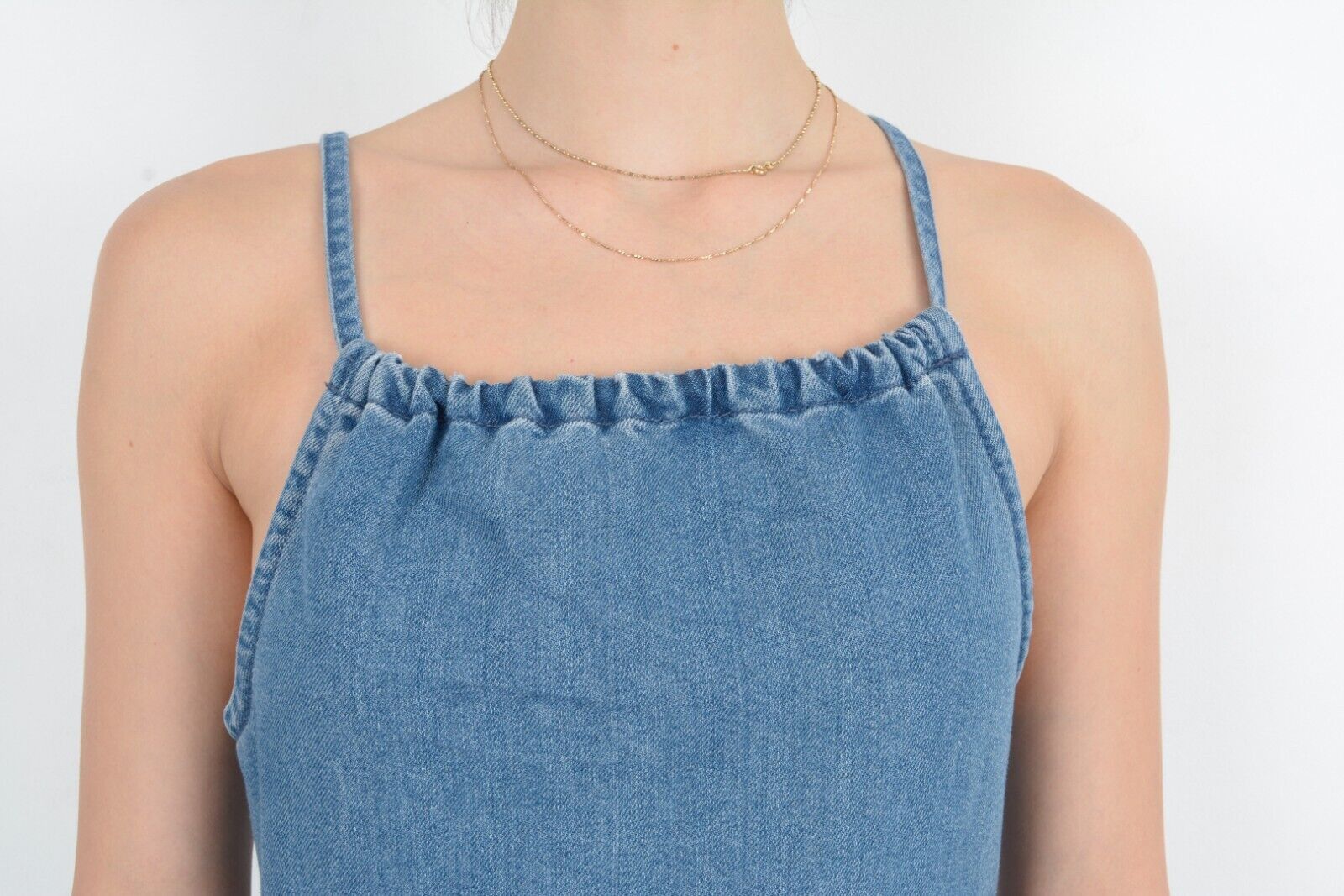 Vintage 90's Overall Denim Dungaree Lace Straps Romper Wide Pants Size M / US 6-8 / IT 42-44 - 2 Thumbnail