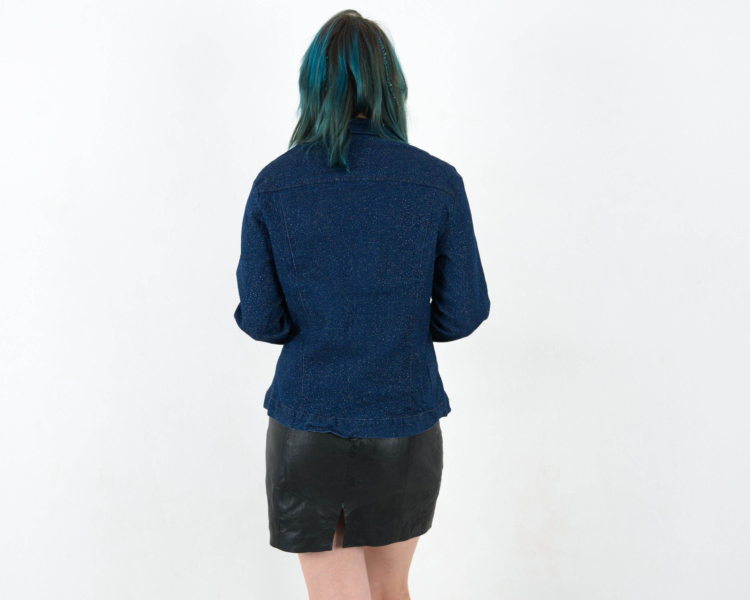 Vintage Sparkly Denim Jean Button Up Light Jacket Over Shirt Top VTG Size M / US 6-8 / IT 42-44 - 6 Thumbnail