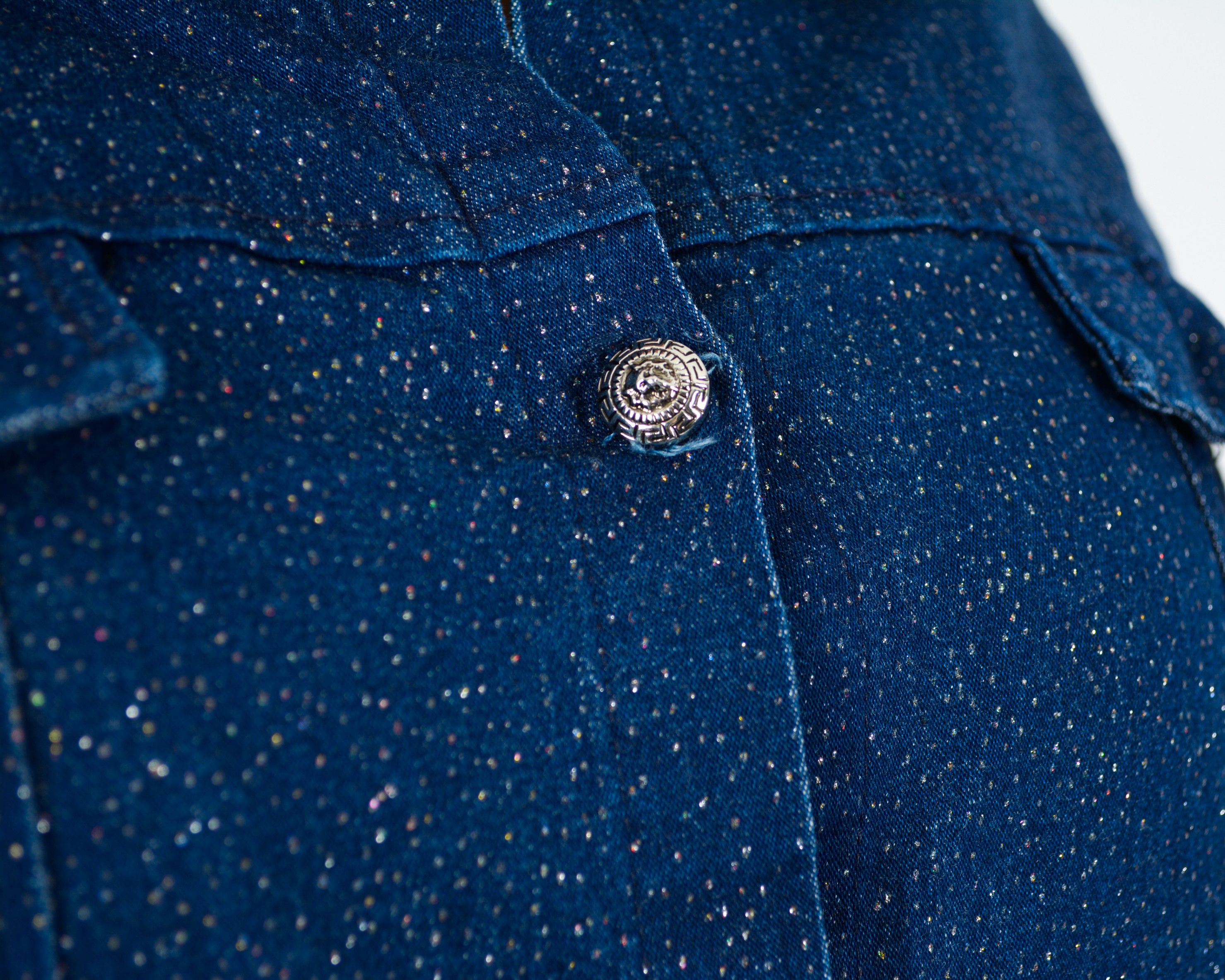 Vintage Sparkly Denim Jean Button Up Light Jacket Over Shirt Top VTG Size M / US 6-8 / IT 42-44 - 5 Thumbnail