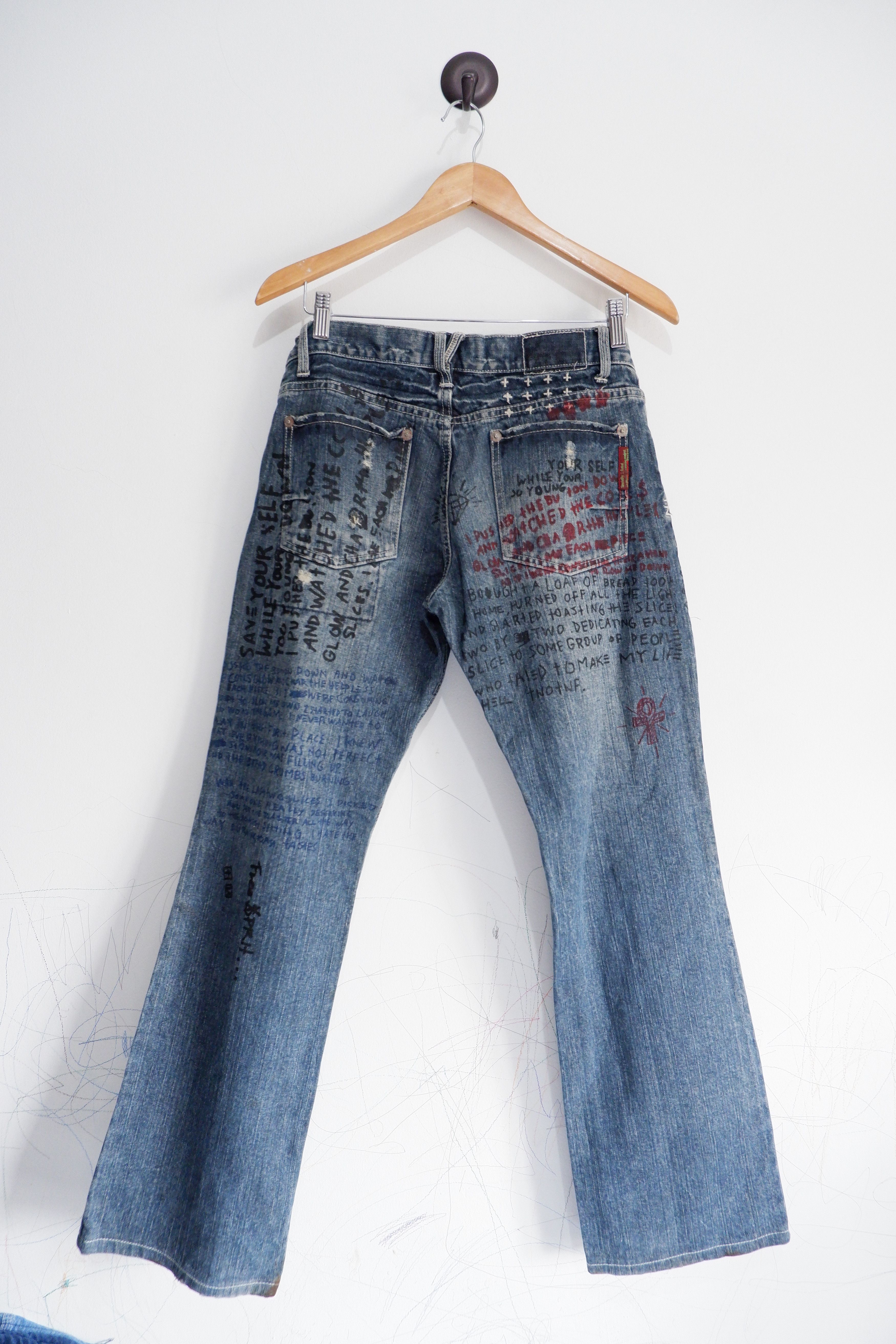 Hysteric Glamour Vintage 291295 Homme Remake Distressed Painting Jeans Size US 32 / EU 48 - 2 Thumbnail
