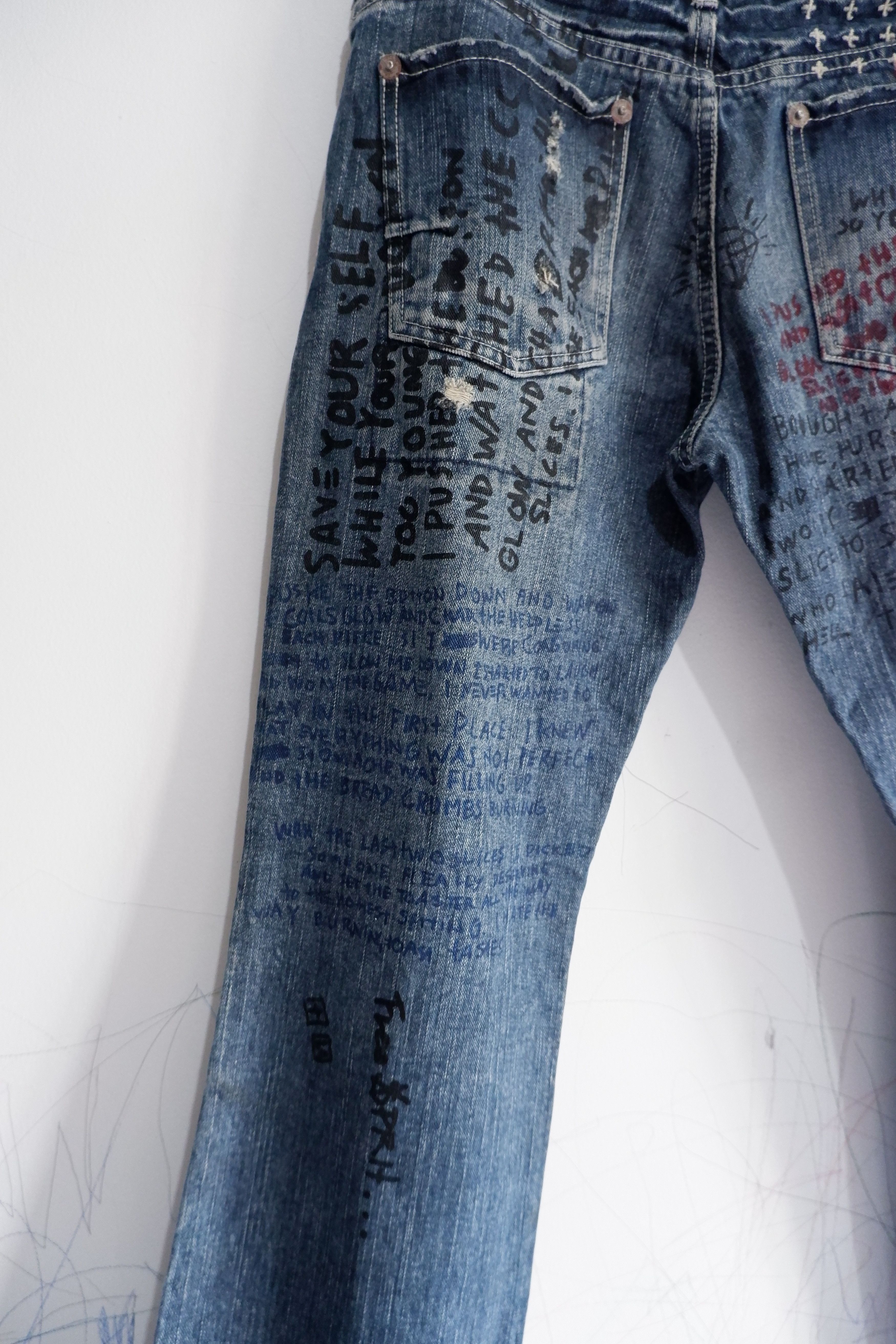 Hysteric Glamour Vintage 291295 Homme Remake Distressed Painting Jeans Size US 32 / EU 48 - 6 Thumbnail