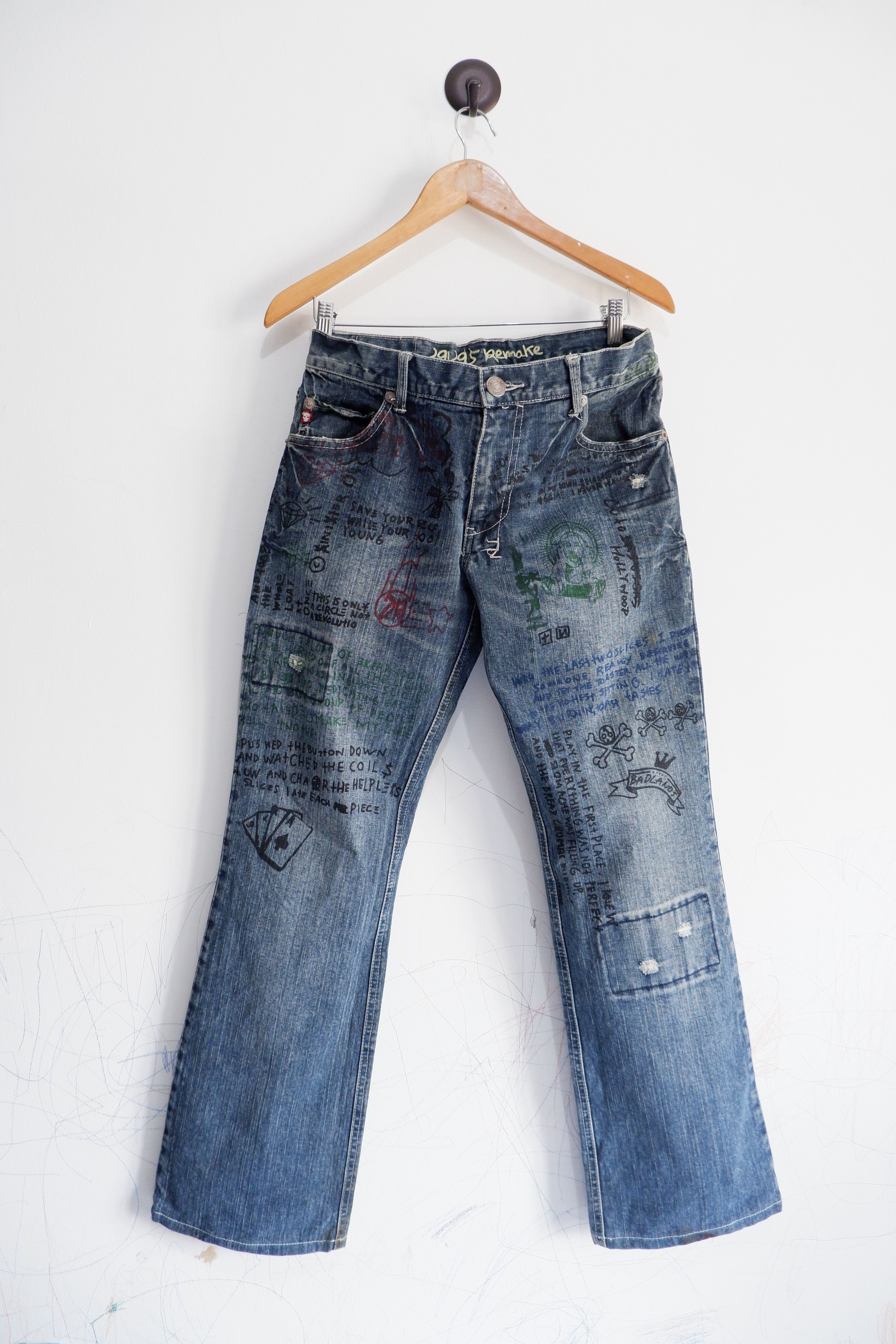 Hysteric Glamour Vintage 291295 Homme Remake Distressed Painting Jeans Size US 32 / EU 48 - 1 Thumbnail