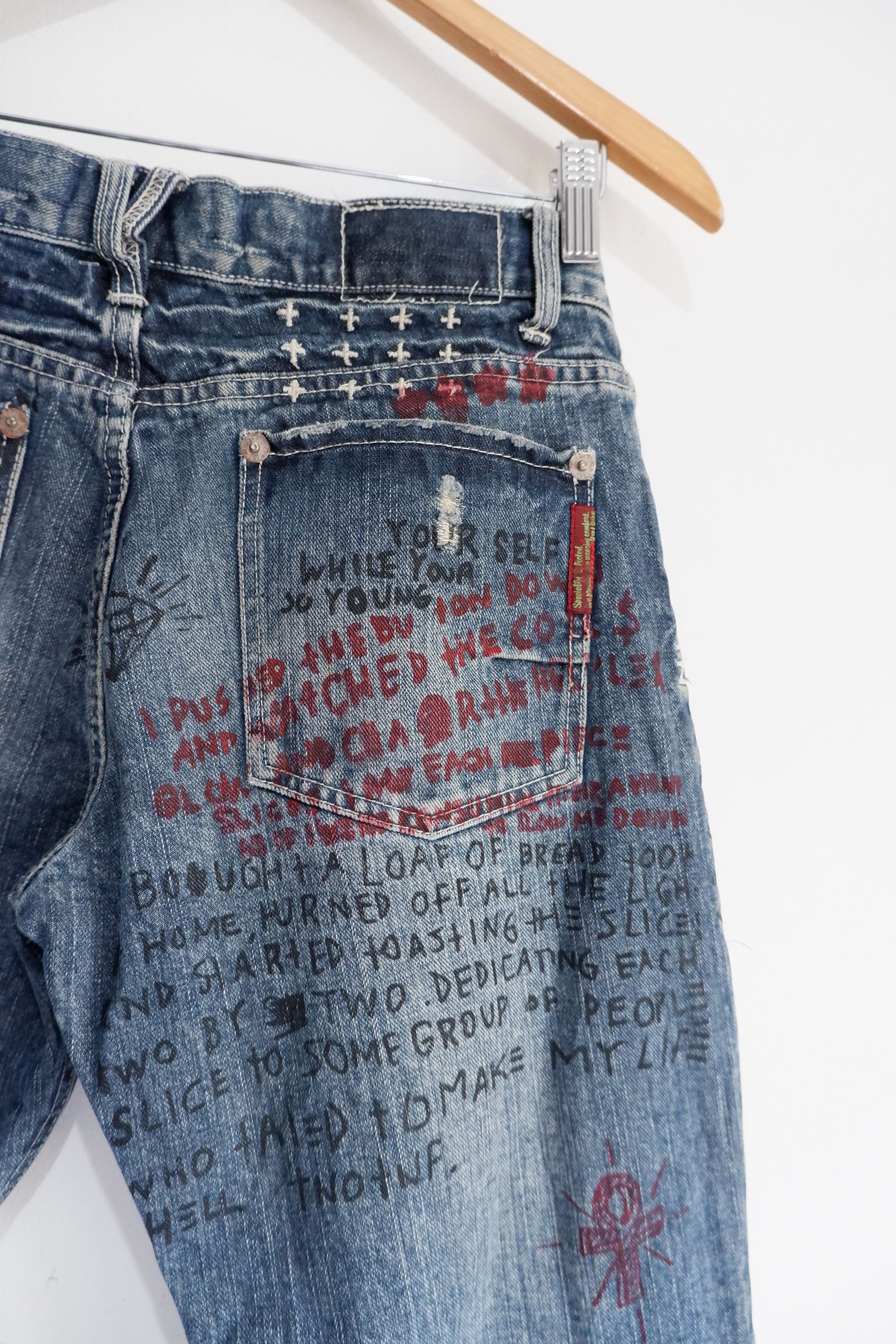 Hysteric Glamour Vintage 291295 Homme Remake Distressed Painting Jeans Size US 32 / EU 48 - 7 Thumbnail