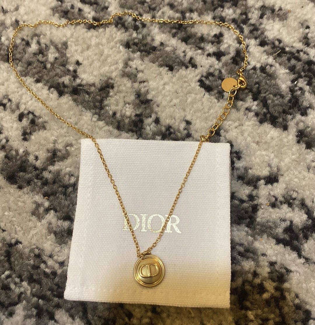 image of Dior Petit Cd Necklace Gold-Finish Metal, Women's