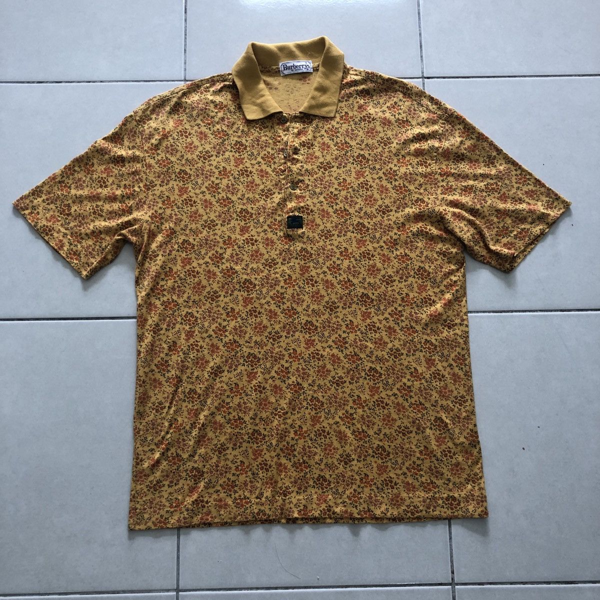 Vintage burberry floral design polo tshirt