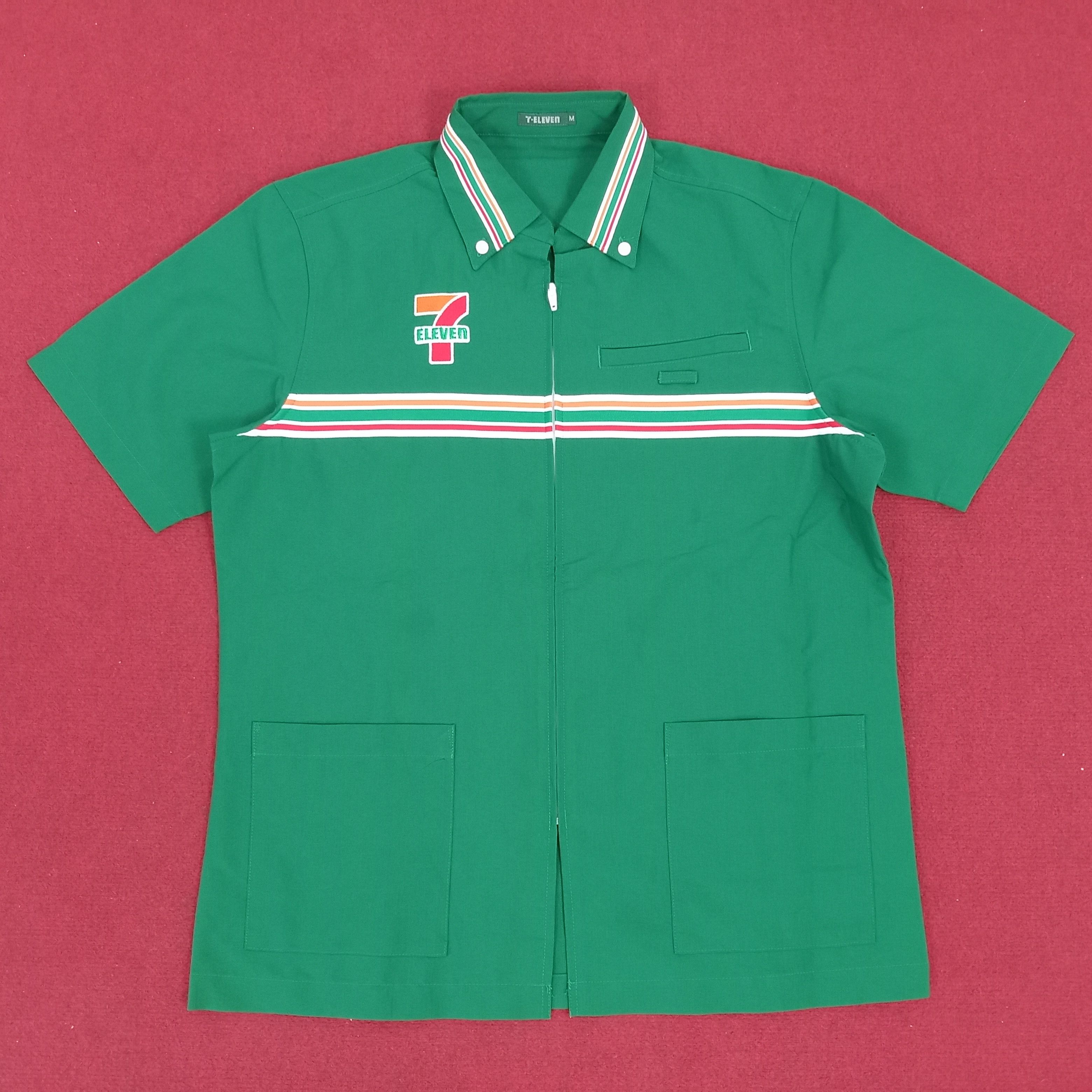 image of Vintage x Workers 7 Eleven Japanese Workers Uniform Logo Shirt Jacket in Green, Men's (Size Medium)