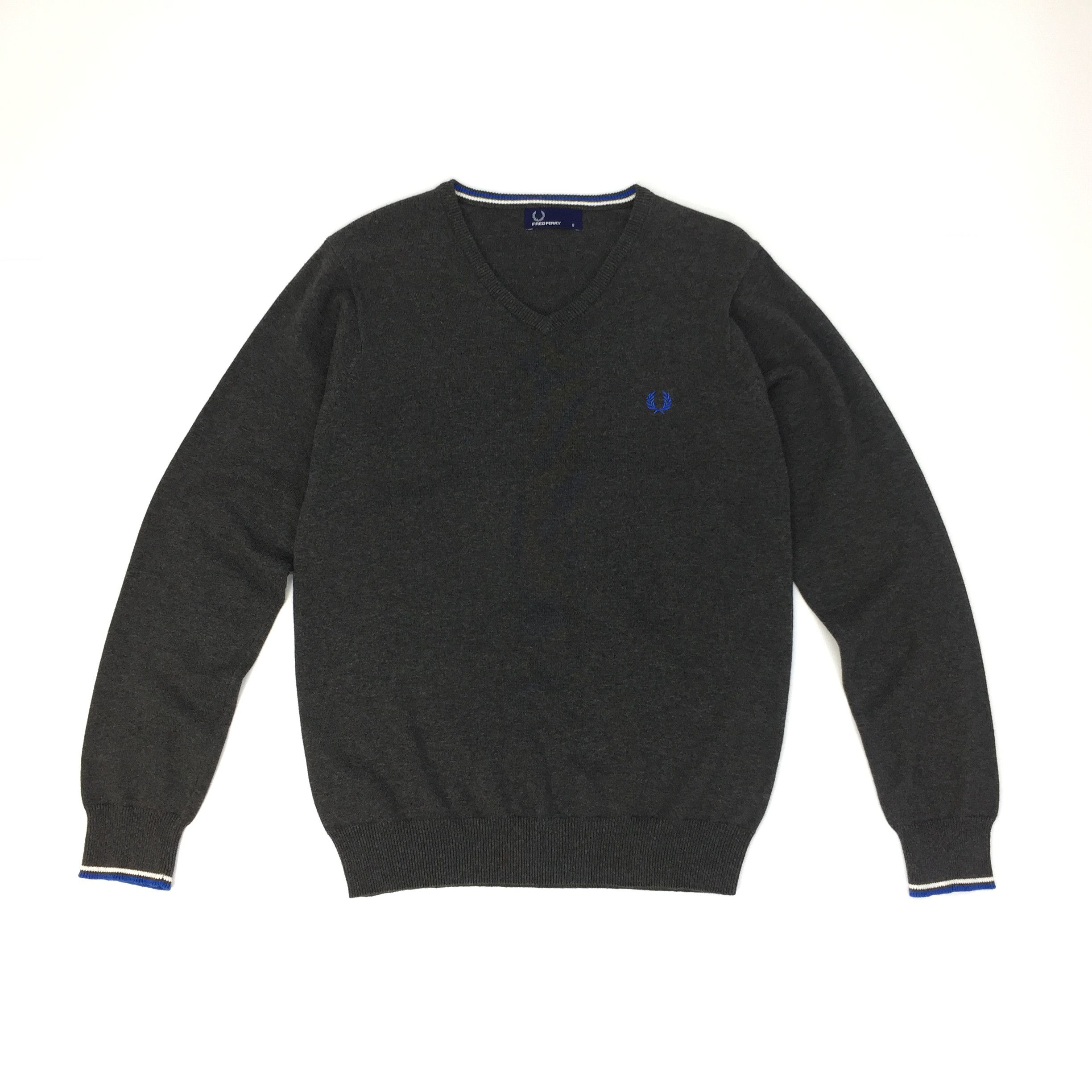Fred Perry Grey Marl Knitted V-neck Jumper