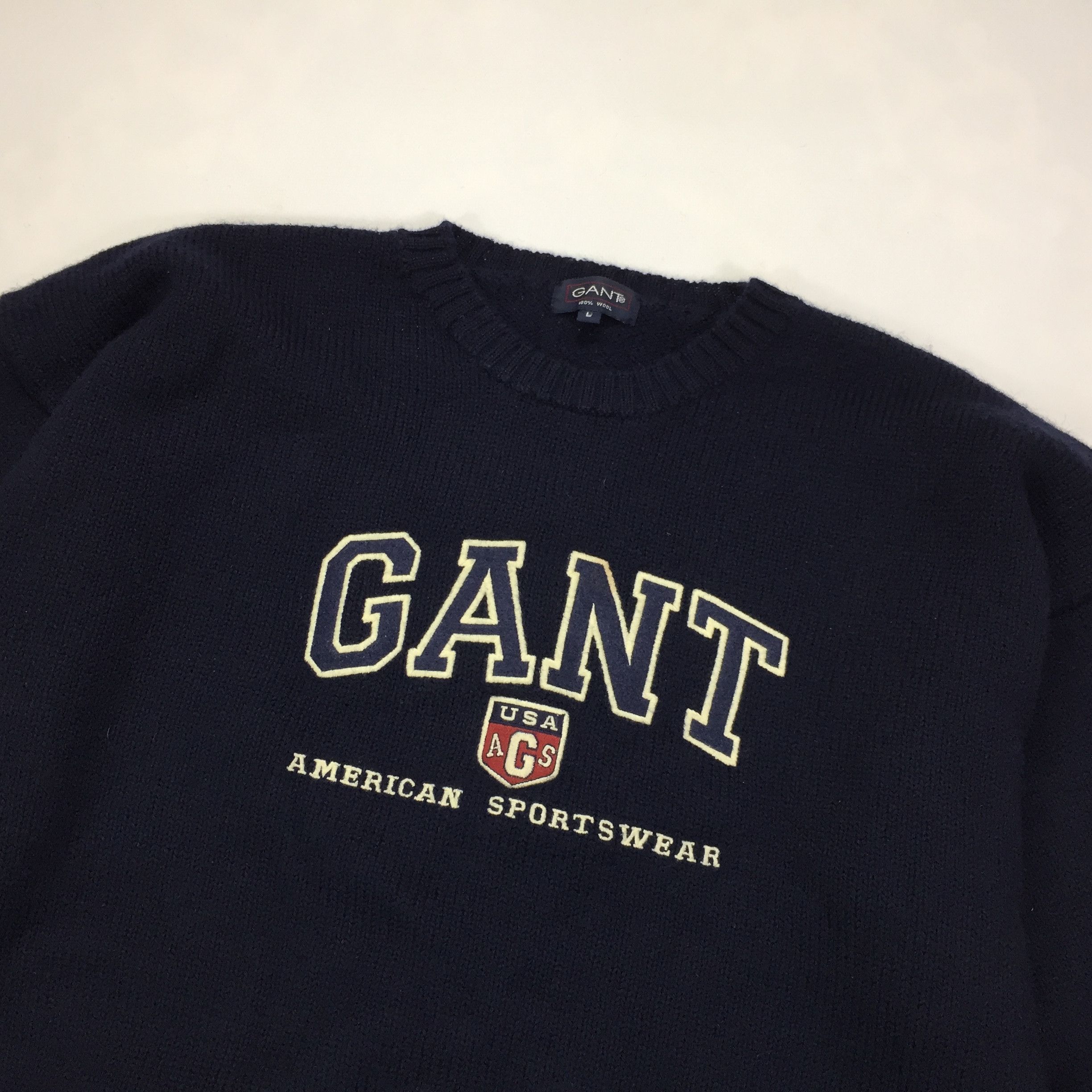 Gant × Japanese Brand × Vintage Gant Big Logo Vintage Wool Sweater Size US L / EU 52-54 / 3 - 3 Thumbnail