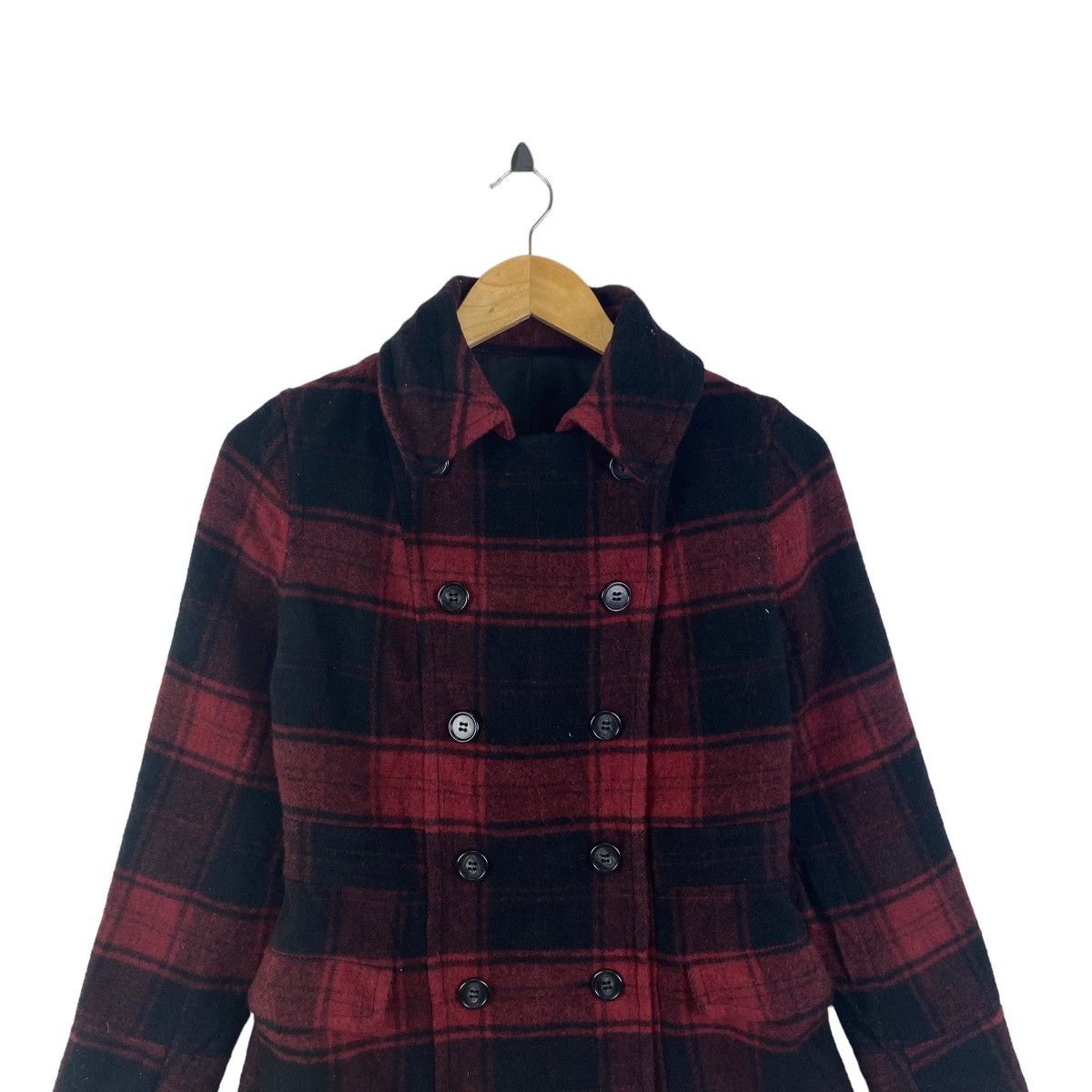 Japanese Brand × Uniqlo Vintage UNIQLO Japanese Checkered Tartan Wool Coat Jacket Size M / US 6-8 / IT 42-44 - 5 Thumbnail