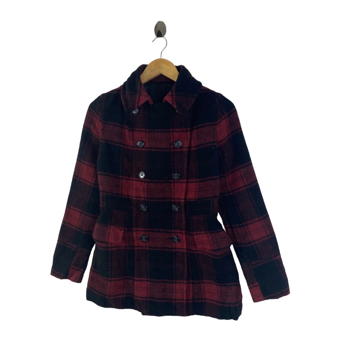 Japanese Brand × Uniqlo Vintage UNIQLO Japanese Checkered Tartan Wool Coat Jacket Size M / US 6-8 / IT 42-44 - 4 Thumbnail