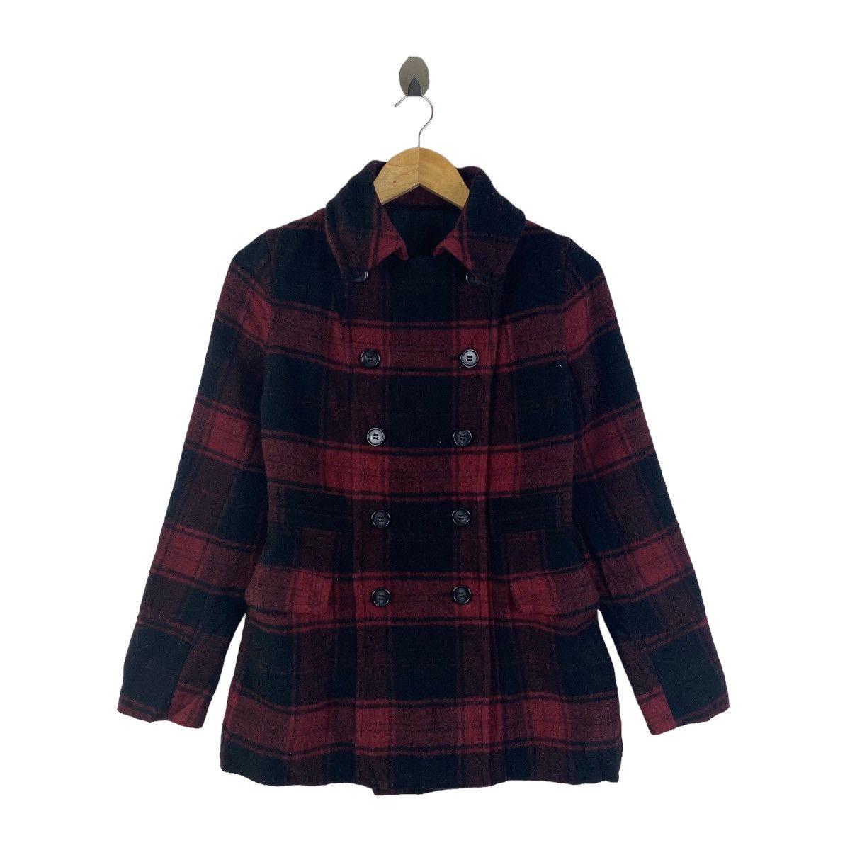 Japanese Brand × Uniqlo Vintage UNIQLO Japanese Checkered Tartan Wool Coat Jacket Size M / US 6-8 / IT 42-44 - 1 Thumbnail