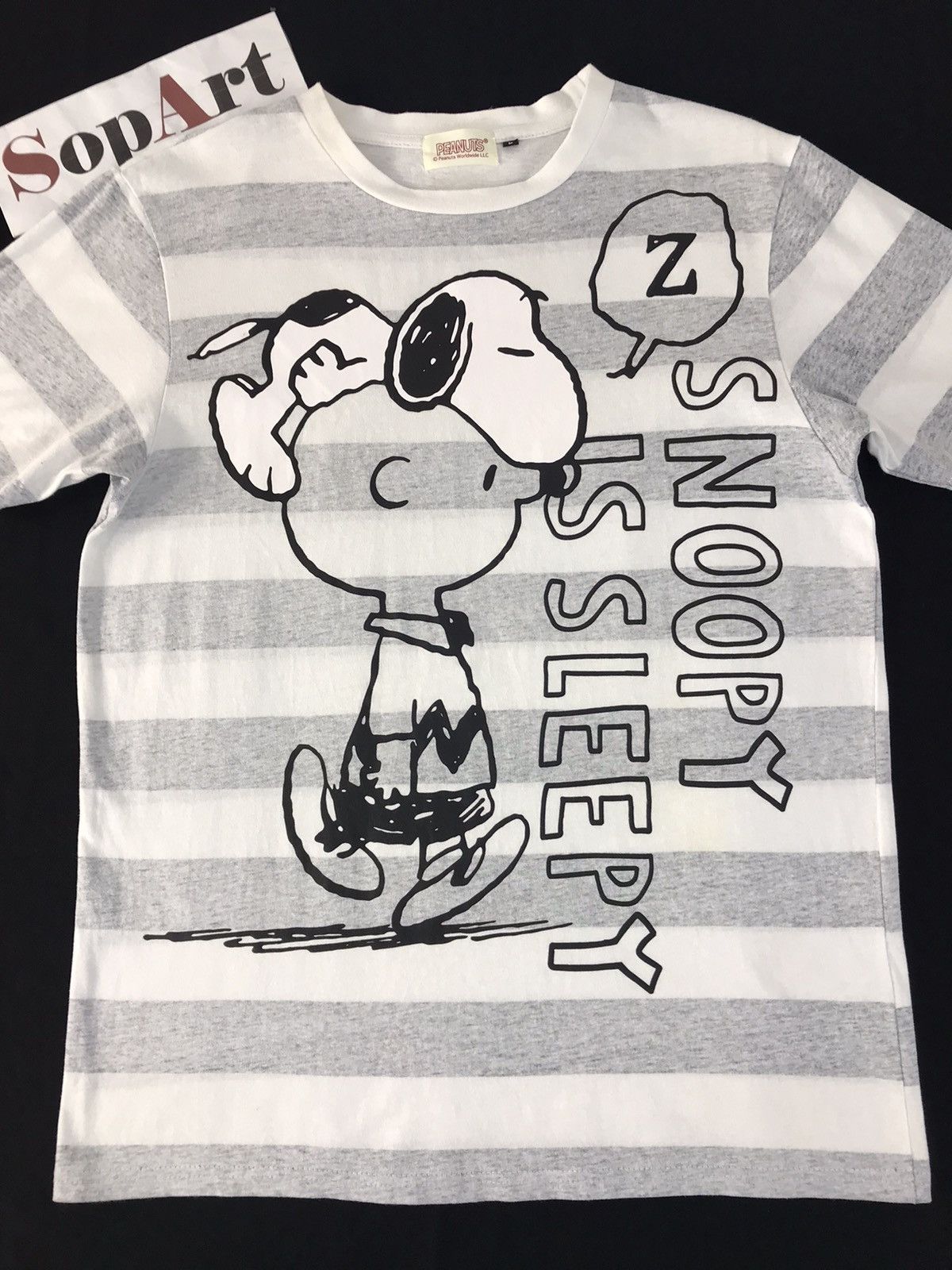 Peanuts Vintage Peanuts Snoopy Is Sleepy Design Striped Tee Size US M / EU 48-50 / 2 - 3 Thumbnail