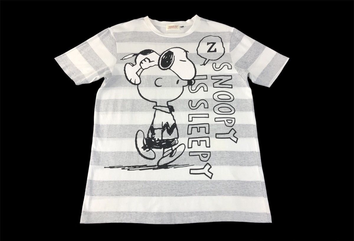 Peanuts Vintage Peanuts Snoopy Is Sleepy Design Striped Tee Size US M / EU 48-50 / 2 - 1 Thumbnail