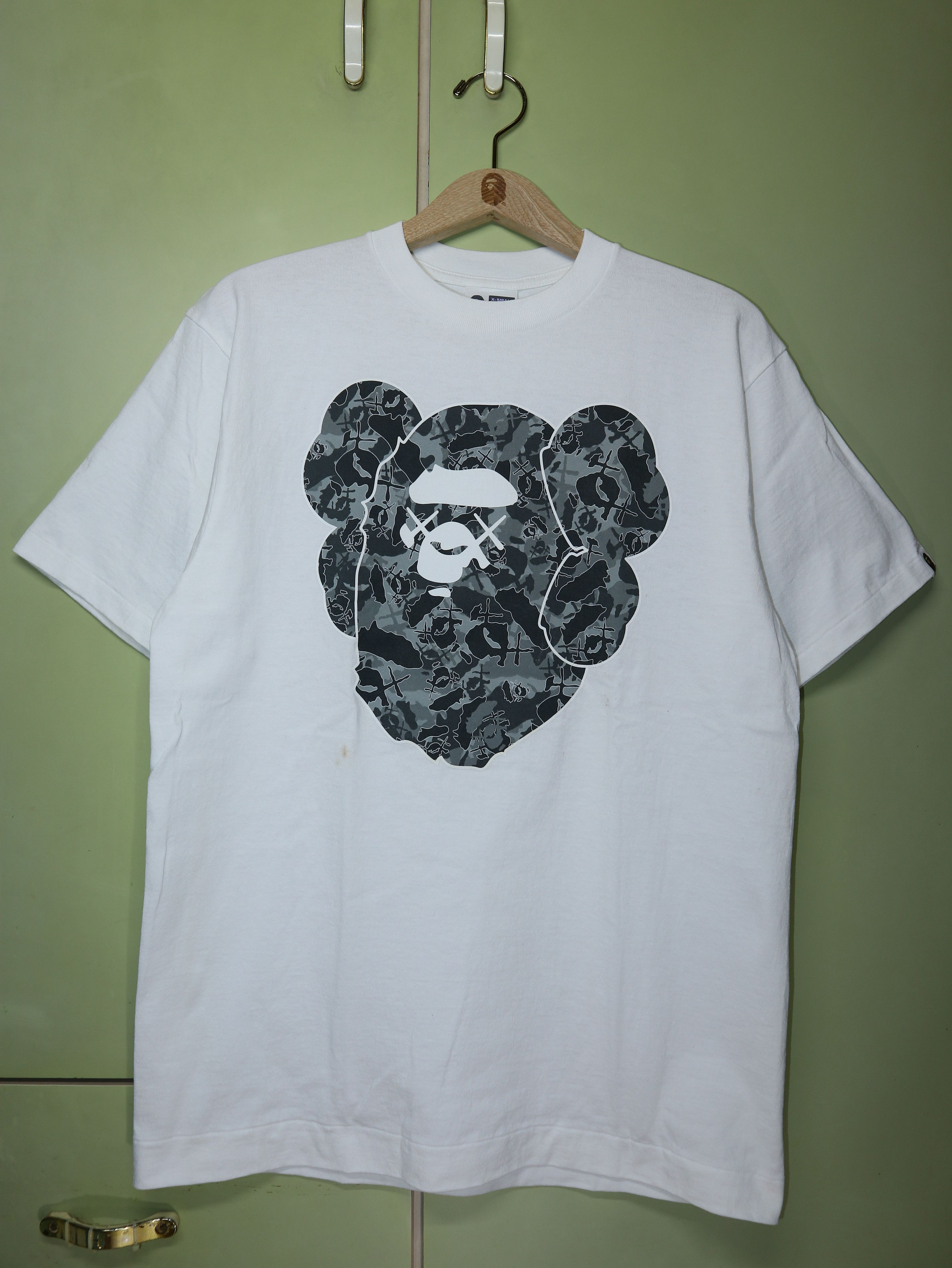 A BATHING APE - APE BAPE KAWS HEAD tシャツ L カタカナ 白
