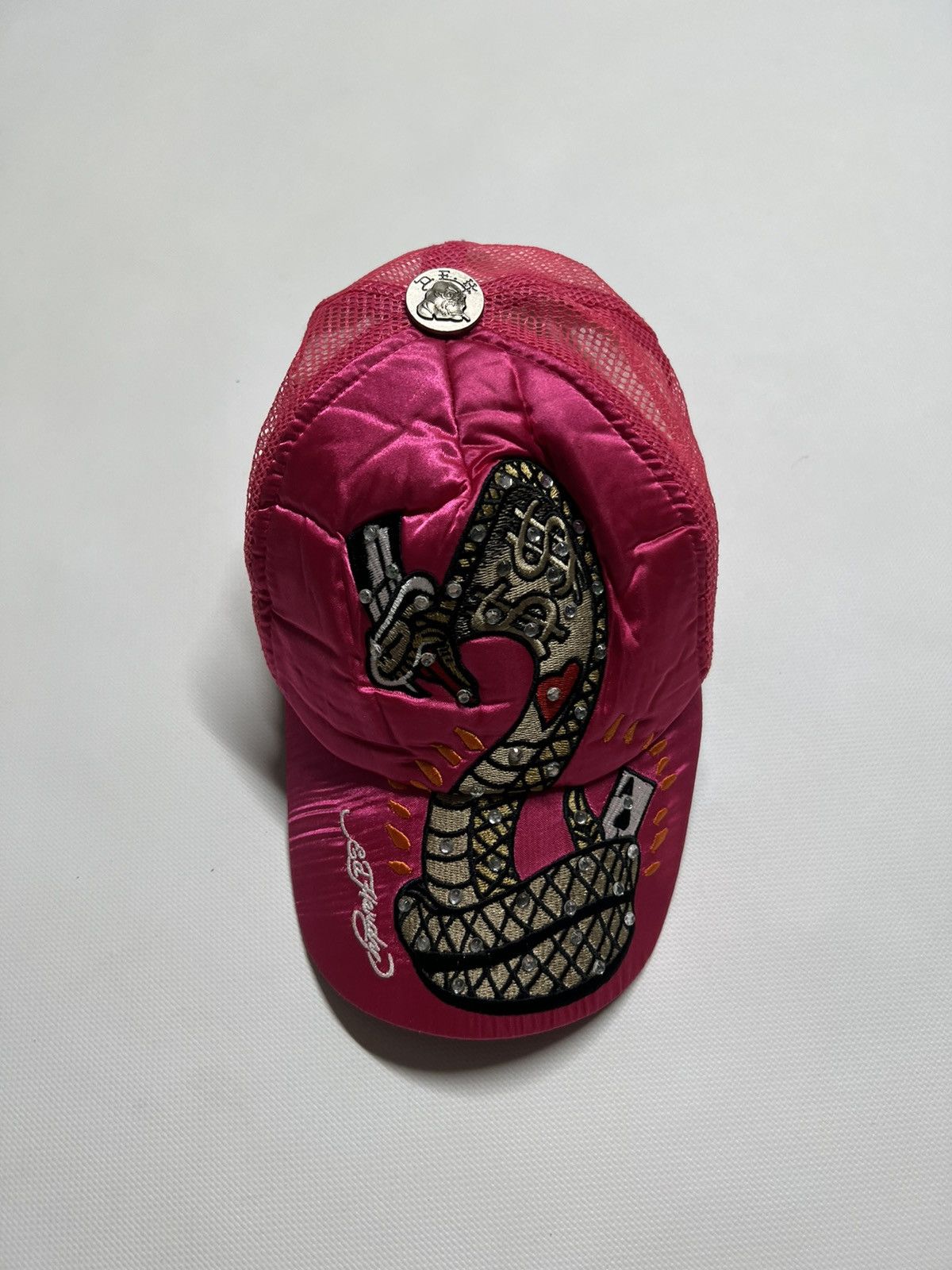 Christian Audigier × Ed Hardy × Vintage Vintage Snake💰Y2k Rare Ed Hardy Pink Cap 90’s Size ONE SIZE - 4 Thumbnail