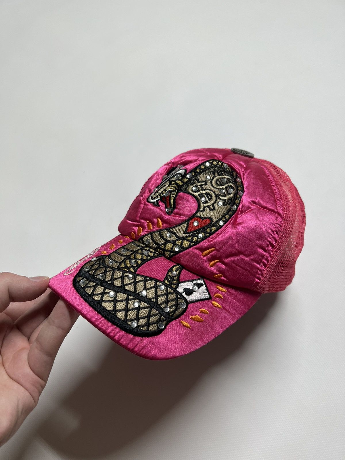 Christian Audigier × Ed Hardy × Vintage Vintage Snake💰Y2k Rare Ed Hardy Pink Cap 90’s Size ONE SIZE - 1 Thumbnail