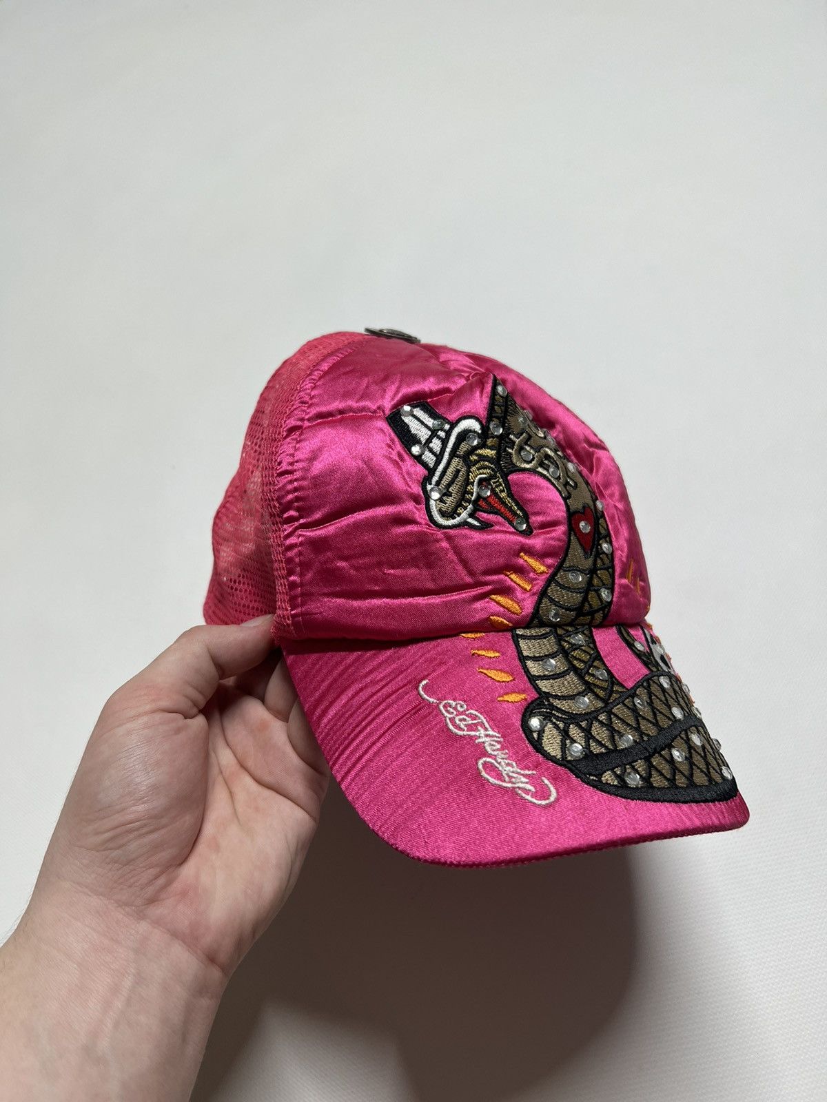 Christian Audigier × Ed Hardy × Vintage Vintage Snake💰Y2k Rare Ed Hardy Pink Cap 90’s Size ONE SIZE - 3 Thumbnail