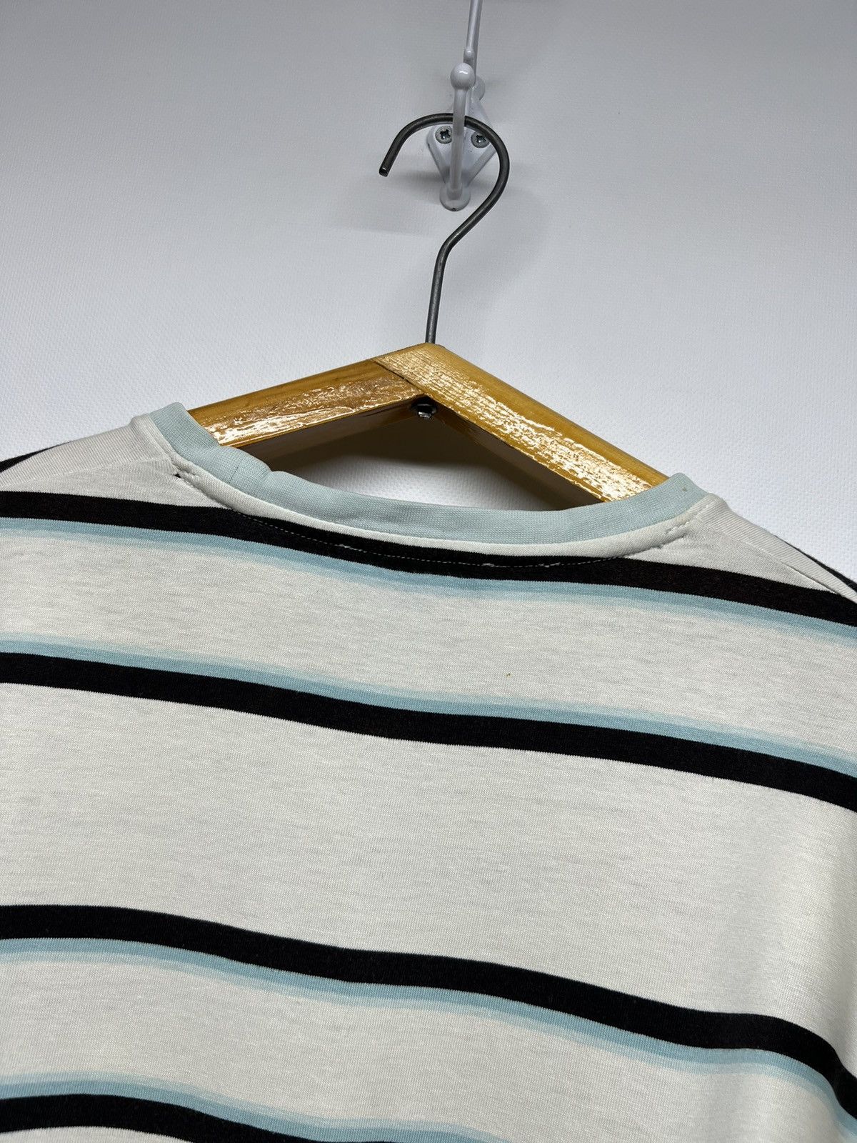 Vintage × Yves Saint Laurent Vintage Y2k Striped Yves Saint Laurent Mini Logo T-Shirt 00s Size US L / EU 52-54 / 3 - 9 Thumbnail