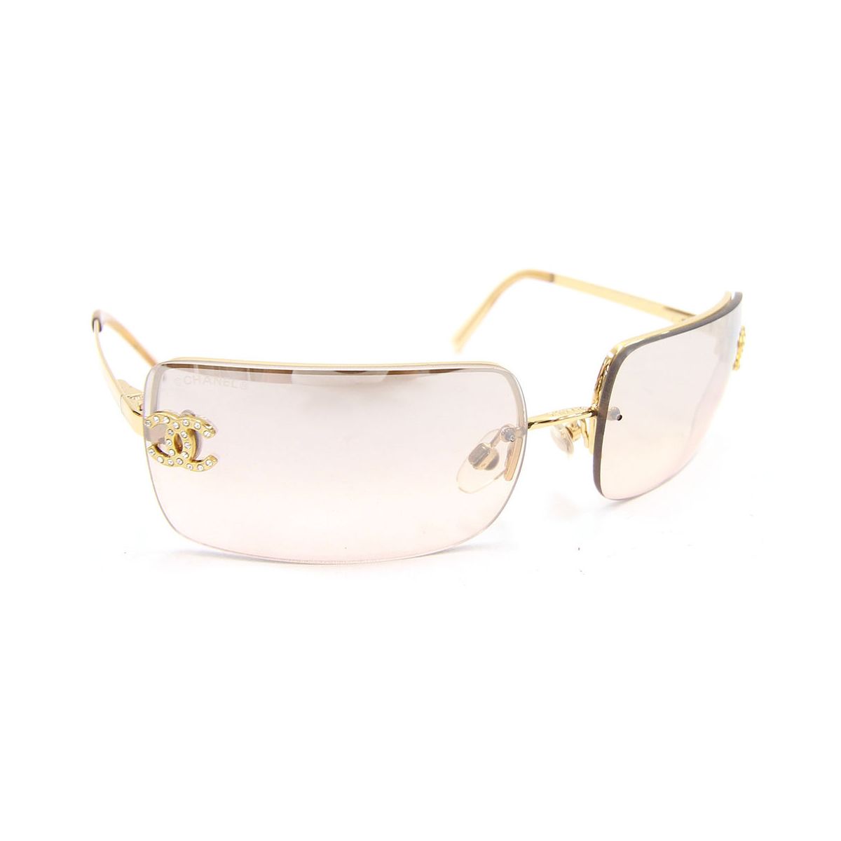 CHANEL, Accessories, Rare Vintage Chanel Gold Rimless Swarovski Sunglasses