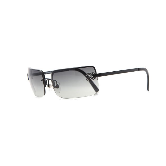 Chanel Chanel CC Logo Grey Black Tinted Rhinestone Sunglasses 4104