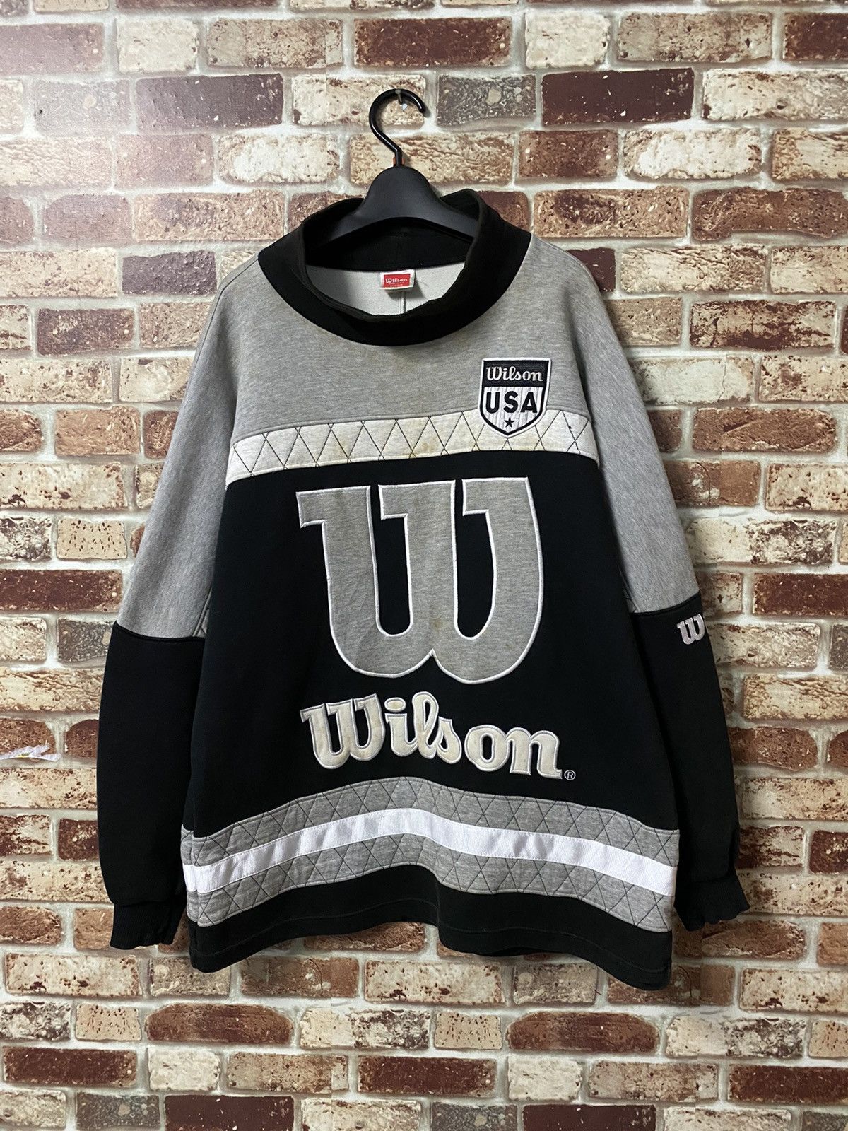 Vintage × Wilson GK142 VINTAGE WILSON BIG LOGO SPELLOUT SWEATER Size US L / EU 52-54 / 3 - 1 Thumbnail