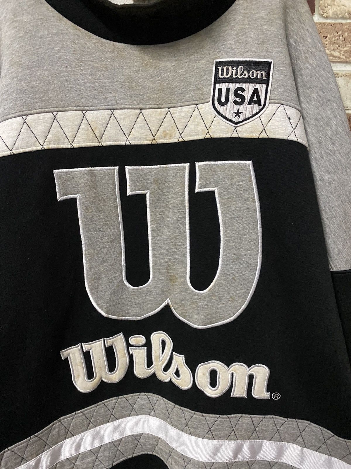 Vintage × Wilson GK142 VINTAGE WILSON BIG LOGO SPELLOUT SWEATER Size US L / EU 52-54 / 3 - 3 Thumbnail