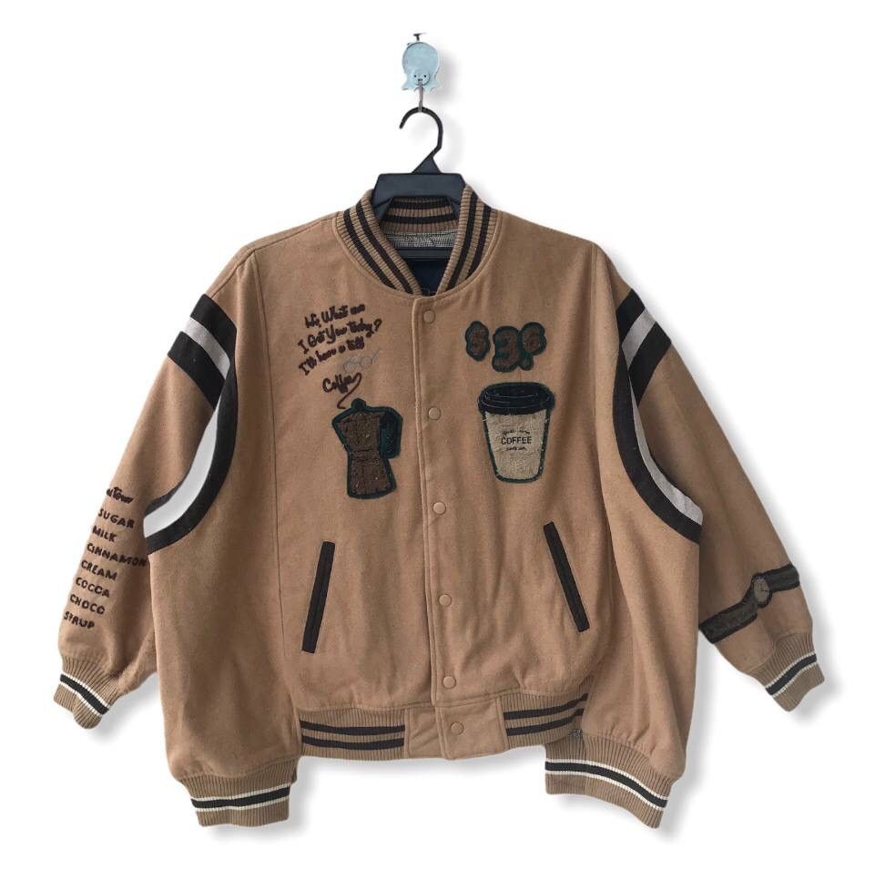Japanese Brand COFFEE LOVERS UNIQUE HEM TAIL WIDE LOOSE VARSITY JACKET Size US L / EU 52-54 / 3 - 1 Thumbnail