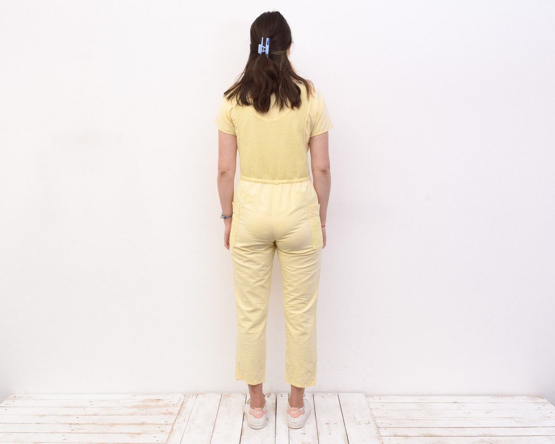 Vintage Velemik French M Short Sleeves Fishnet Cotton Jumpsuit Shirt Size 30" / US 8 / IT 44 - 4 Thumbnail