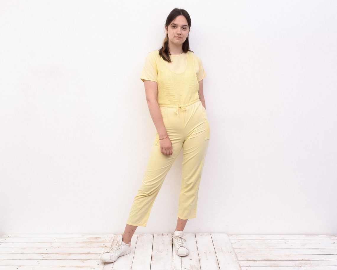 Vintage Velemik French M Short Sleeves Fishnet Cotton Jumpsuit Shirt Size 30" / US 8 / IT 44 - 1 Thumbnail