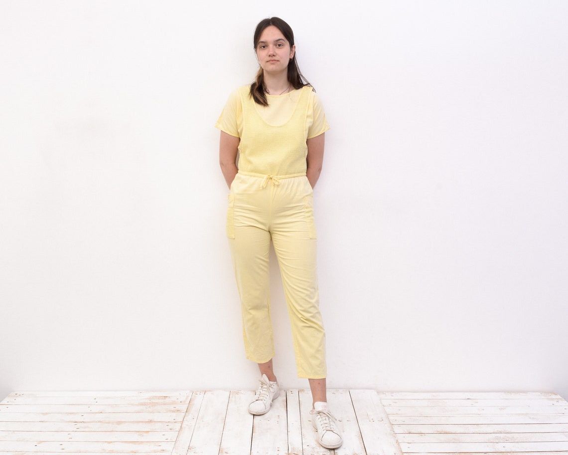 Vintage Velemik French M Short Sleeves Fishnet Cotton Jumpsuit Shirt Size 30" / US 8 / IT 44 - 2 Thumbnail