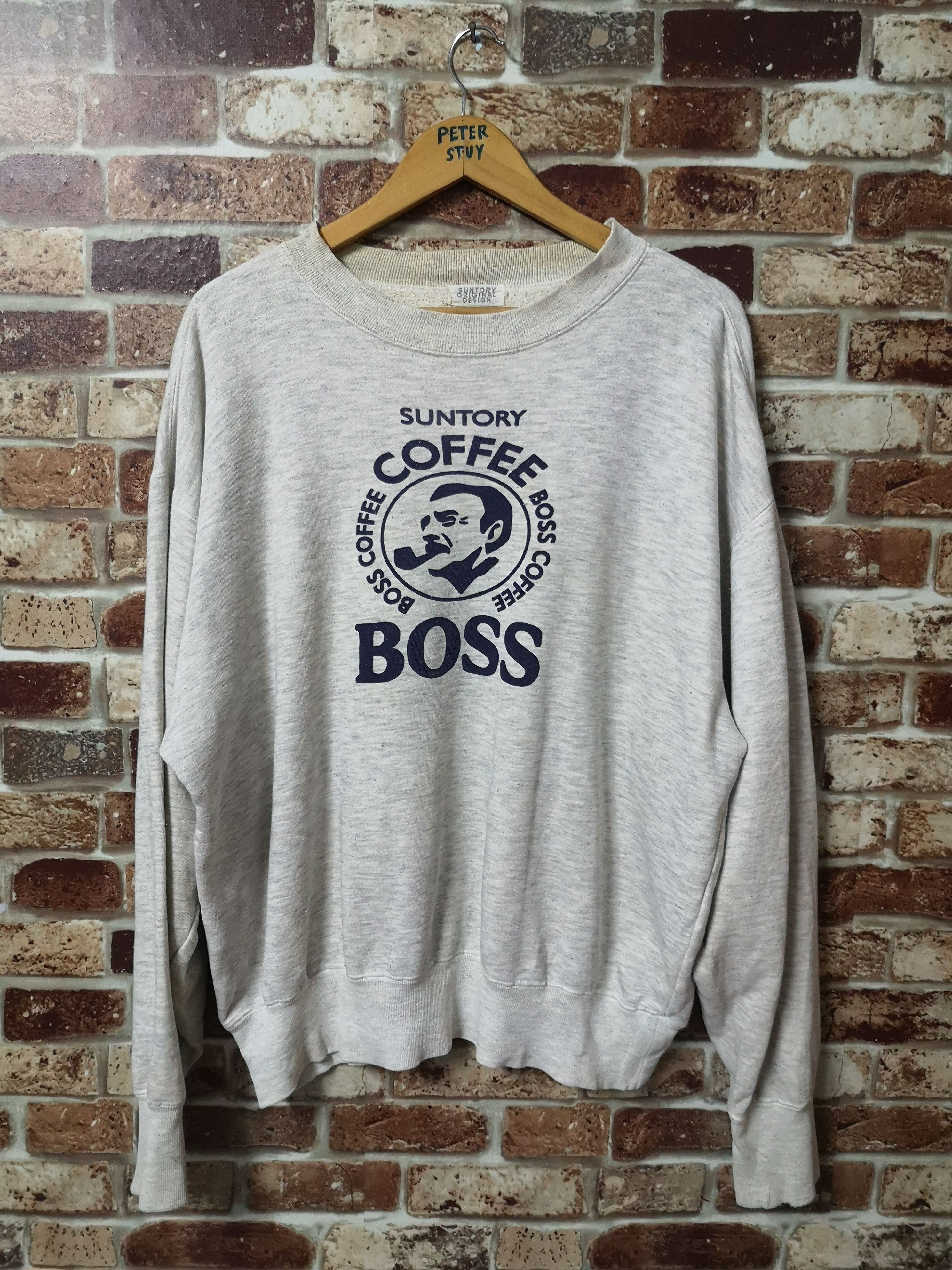 image of Vintage Suntory Coffee Sweatshirt G465 in White, Men's (Size Large)