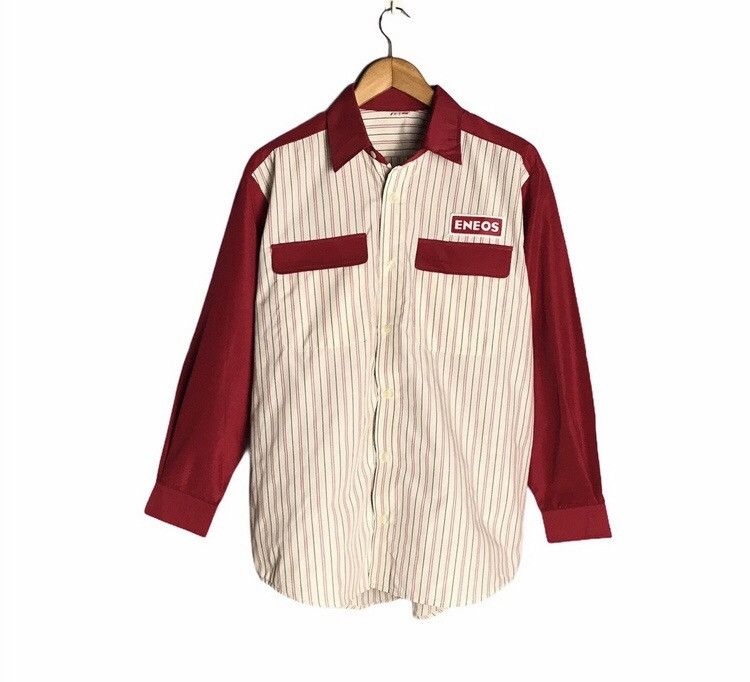 image of Sports Specialties x Vintage Motorsport Workshirt Button Up in Red/Cream Stripe (Size Large)